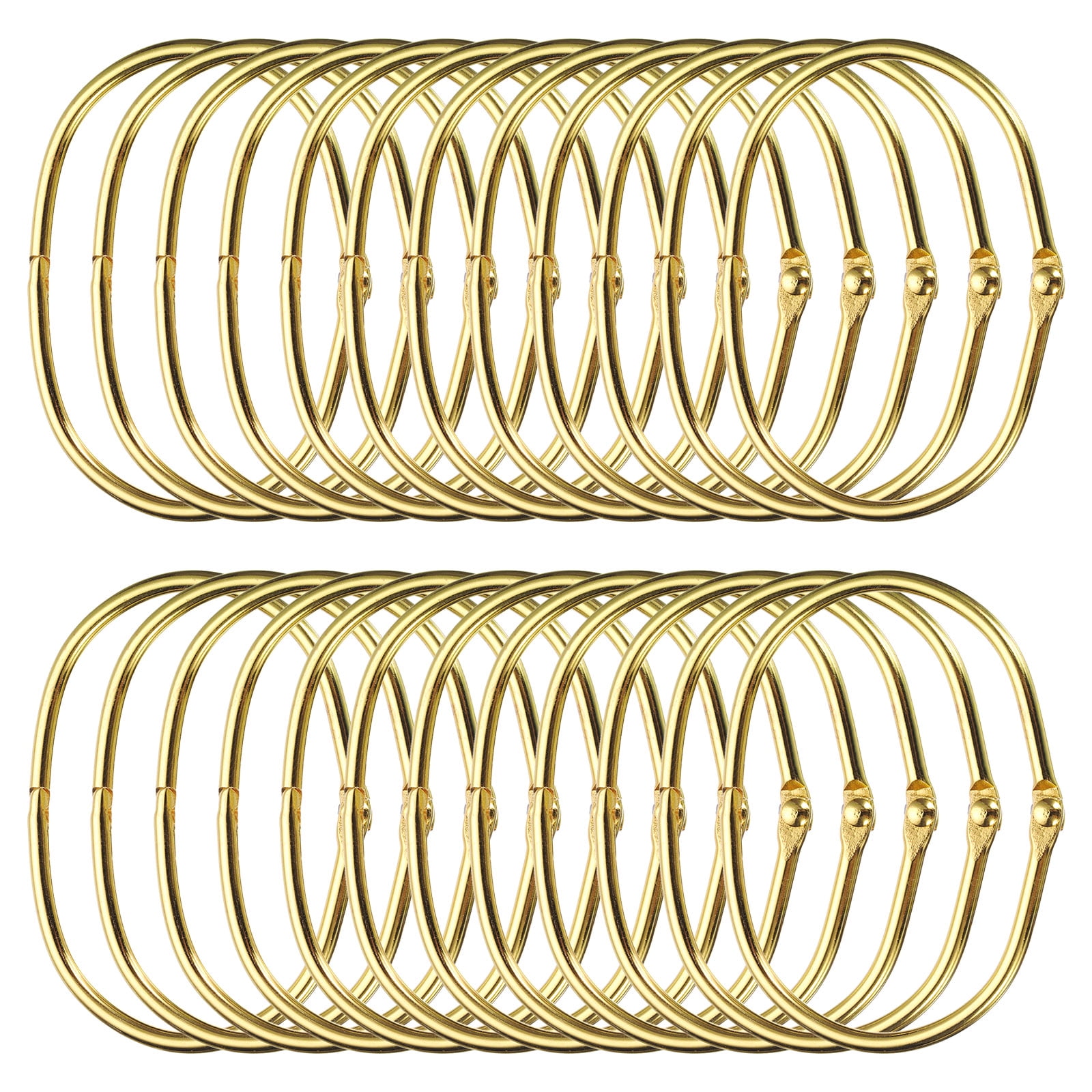 Unique Bargains Iron Oval Snap Shower Curtain Hooks Glide Smoothly for Shower Rods Gold