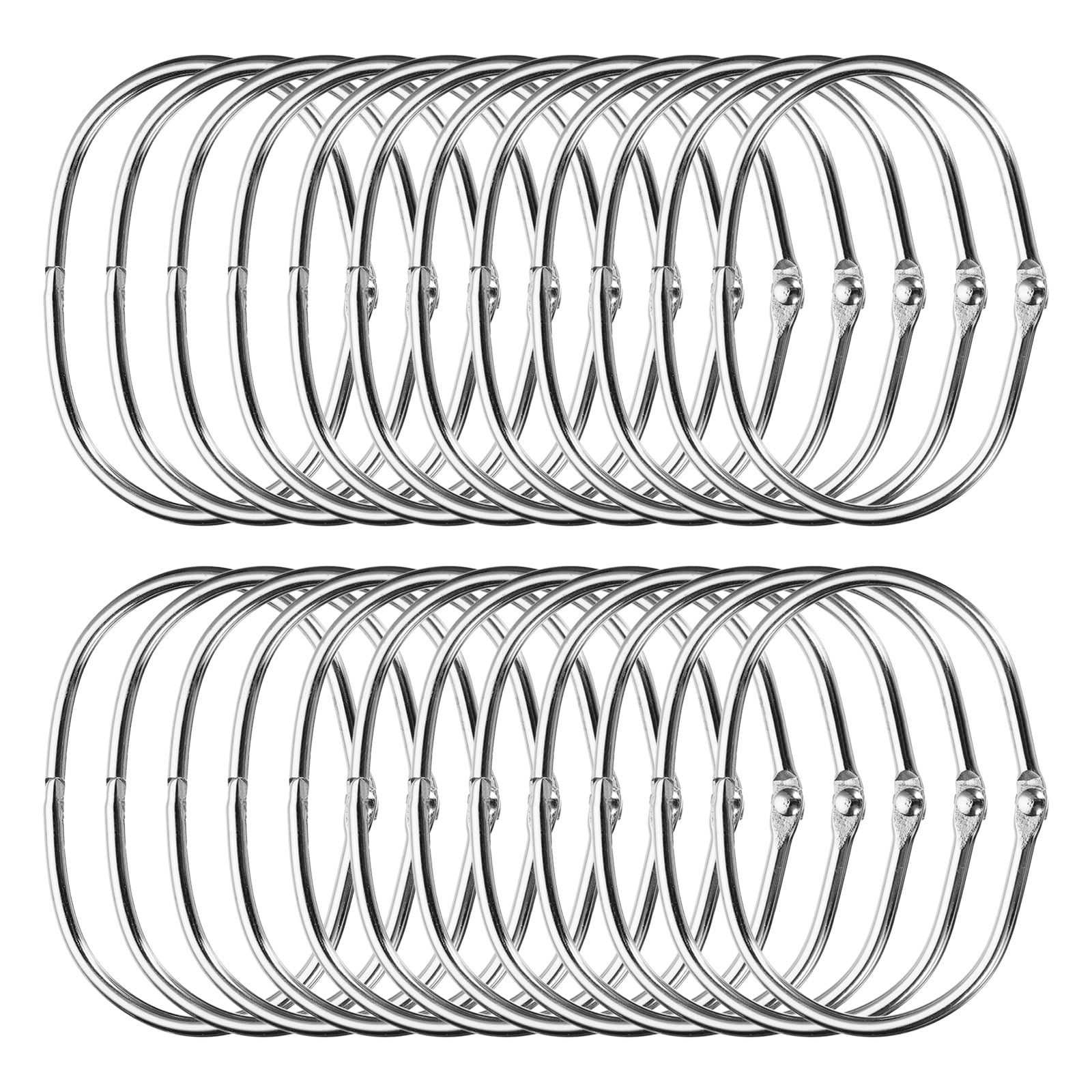 Unique Bargains Iron Oval Snap Shower Curtain Hooks Glide Smoothly for Shower Rods Silver