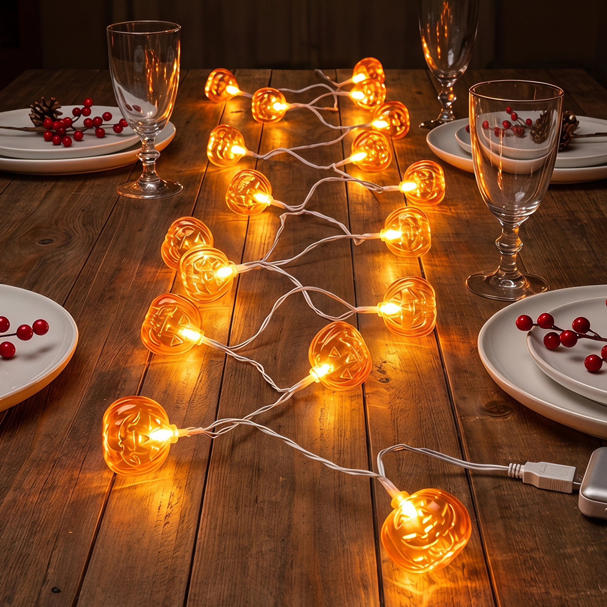 Unique Bargains Jack-O'-Lantern Fairy Lights 9.8 ft Squinting Pumpkin USB Powered