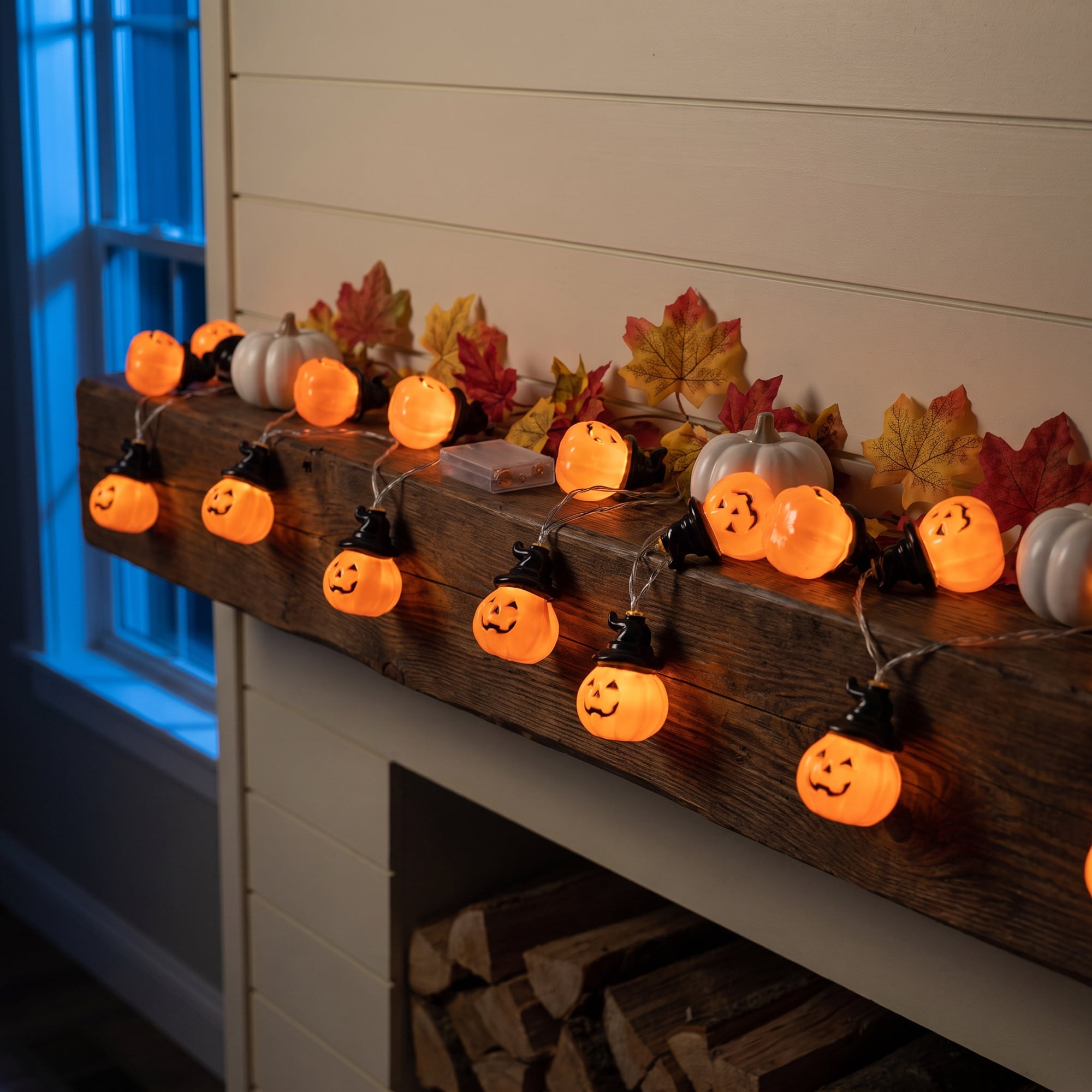 Unique Bargains Jack-O'-Lantern Fairy Twinkle Lights 9.8 ft Black Hat Battery Operated