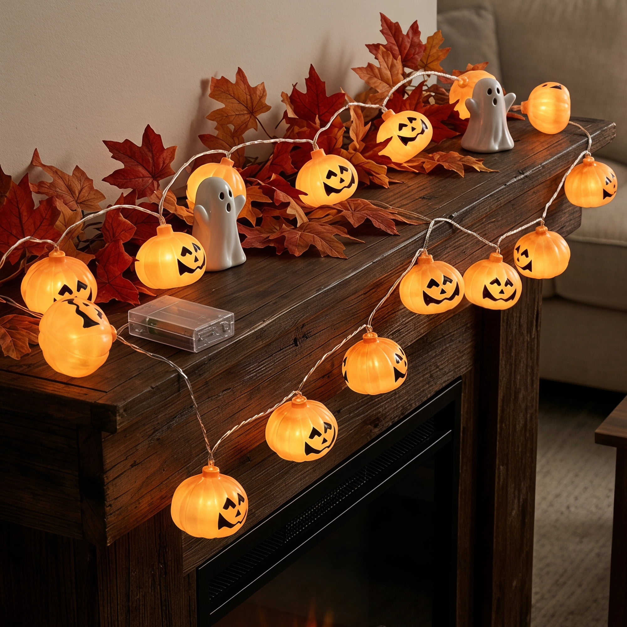 Unique Bargains Jack-O'-Lantern Fairy Twinkle Lights 9.8 ft Pumpkin Battery Operated