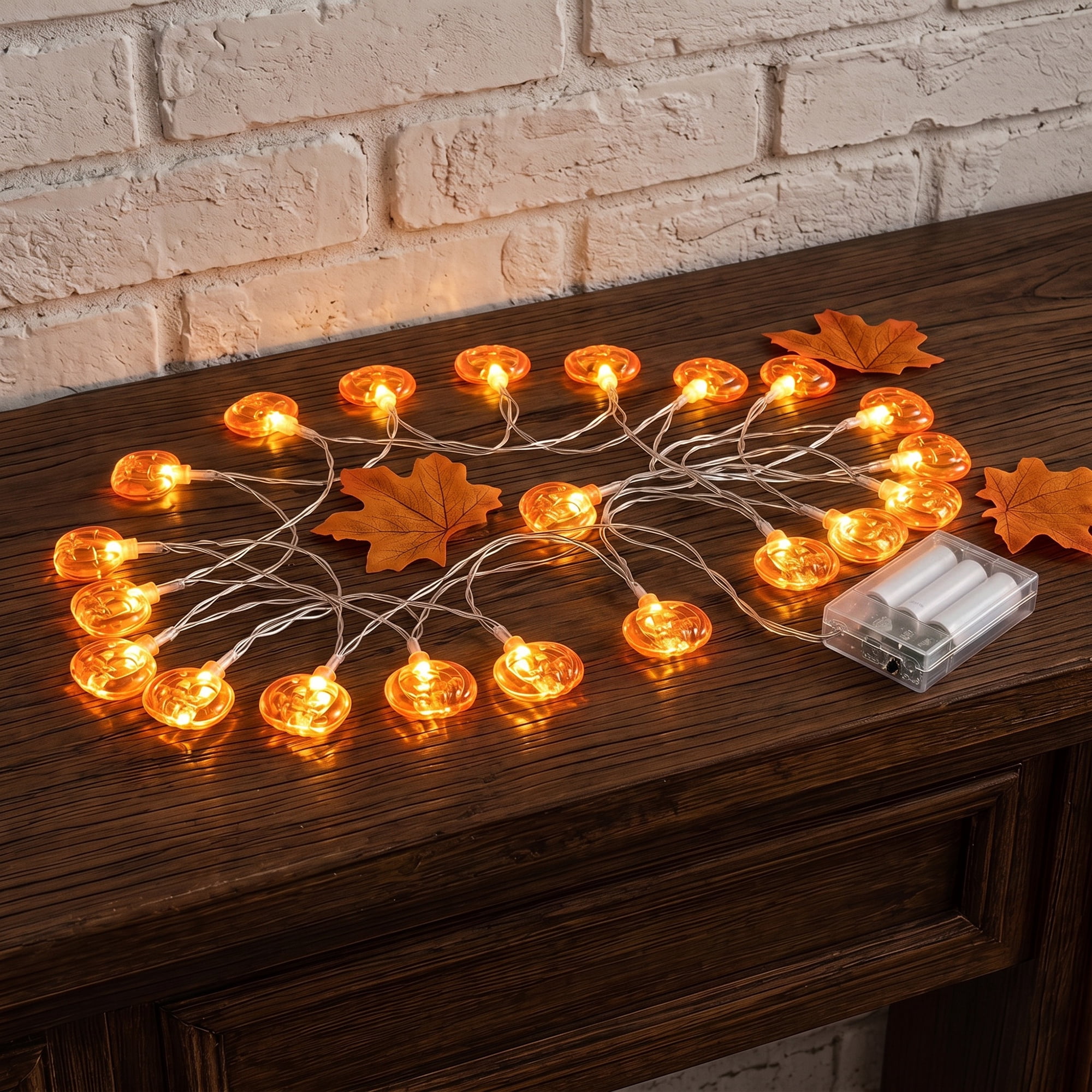 Unique Bargains Jack-O'-Lantern Twinkle Lights 9.8 ft Squinting Pumpkin Battery Operated