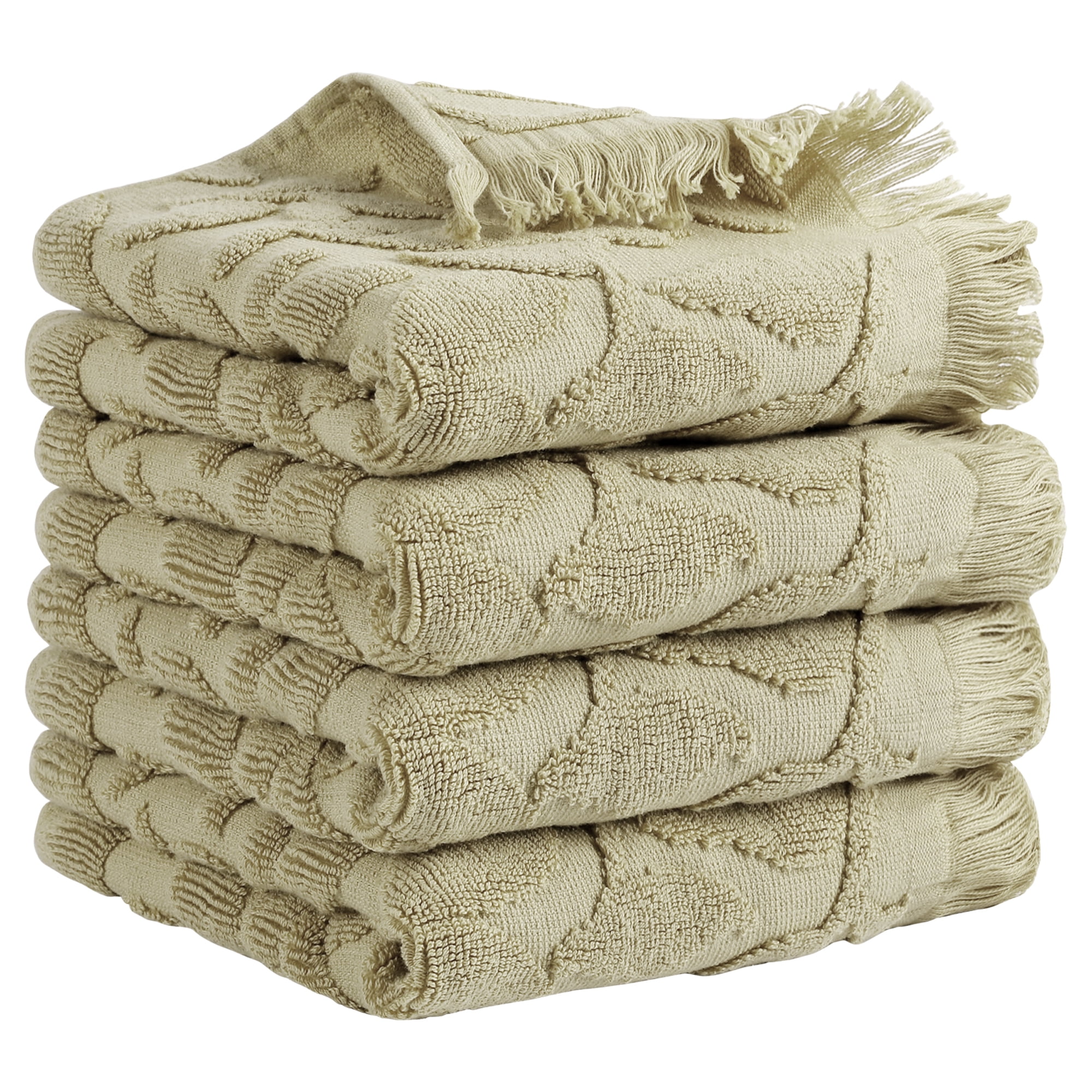 Unique Bargains Jacquard Pattern Boho Hand Towels Set for Bathroom, Kitchen Khaki 4