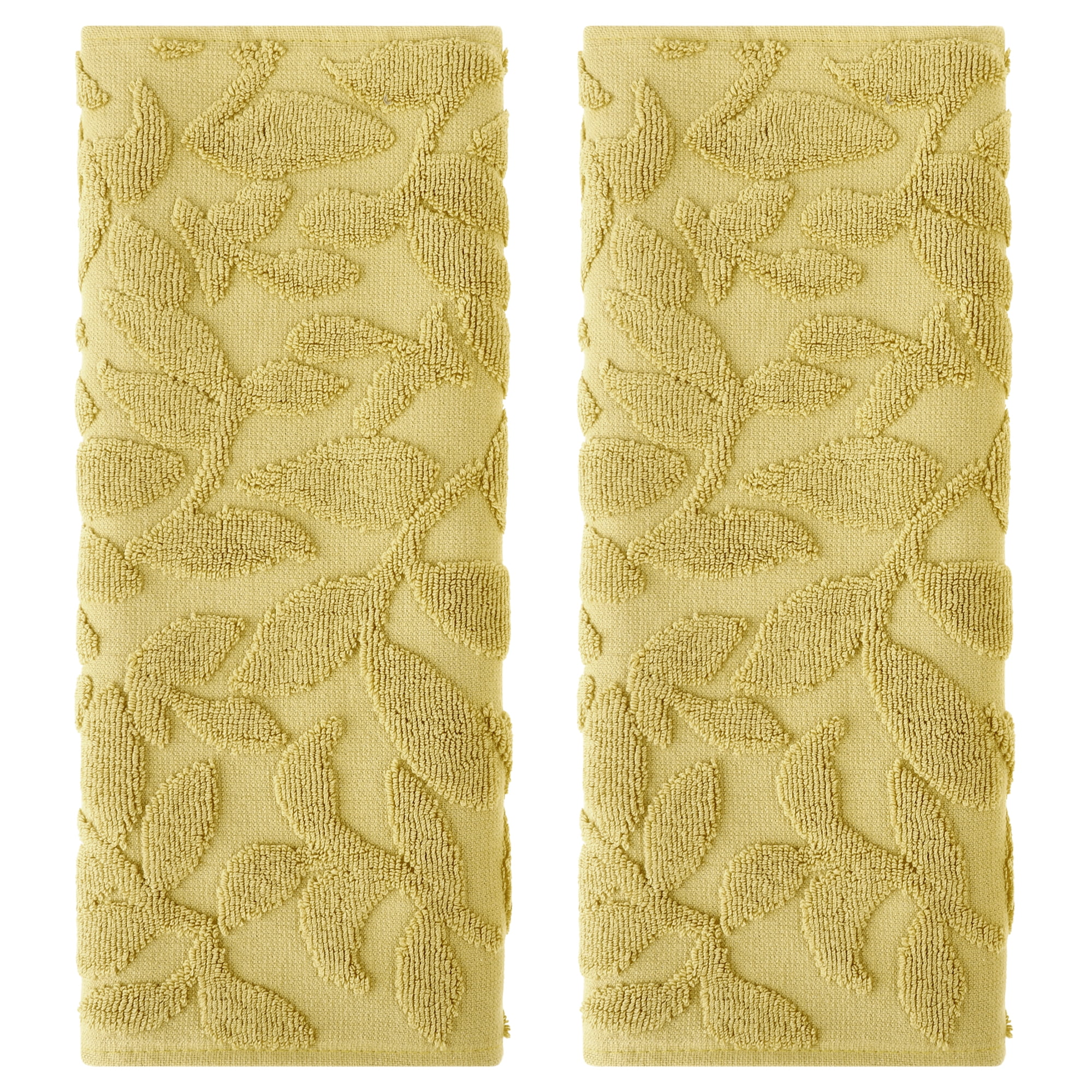 Unique Bargains Jacquard Pattern Boho Hand Towels Set for Bathroom, Kitchen Yellow 2