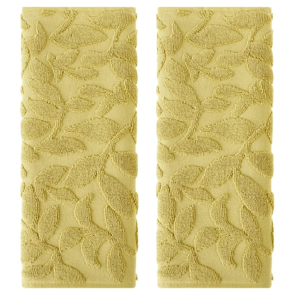 Unique Bargains Jacquard Pattern Boho Hand Towels Set for Bathroom, Kitchen Yellow 2