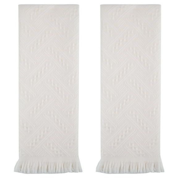 Unique Bargains Jacquard Pattern Hand Towels, 2 Pack Cotton Soft Towel Set Beige