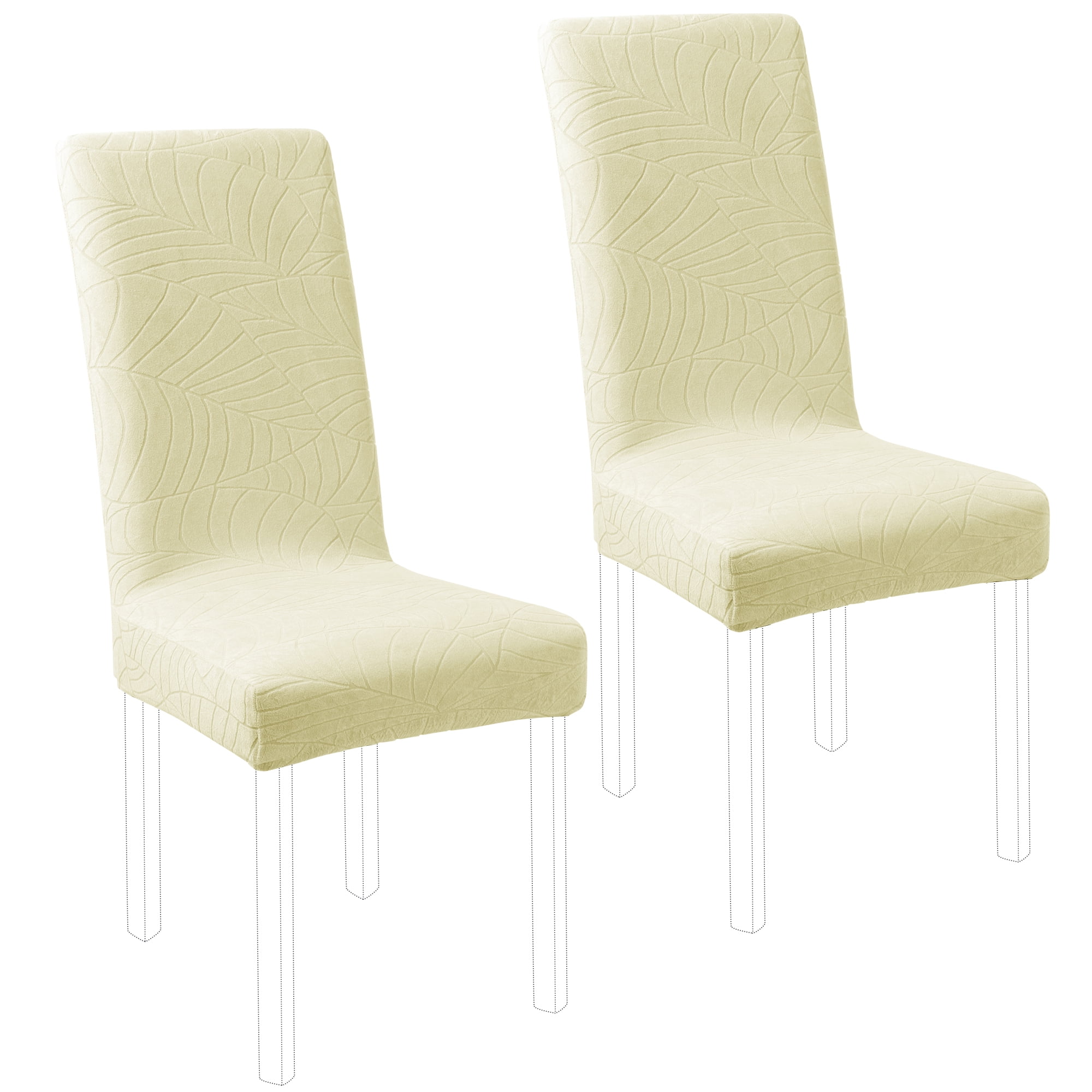 Unique Bargains Jacquard Stretch Removable Dining Room Chair Covers 2 Beige