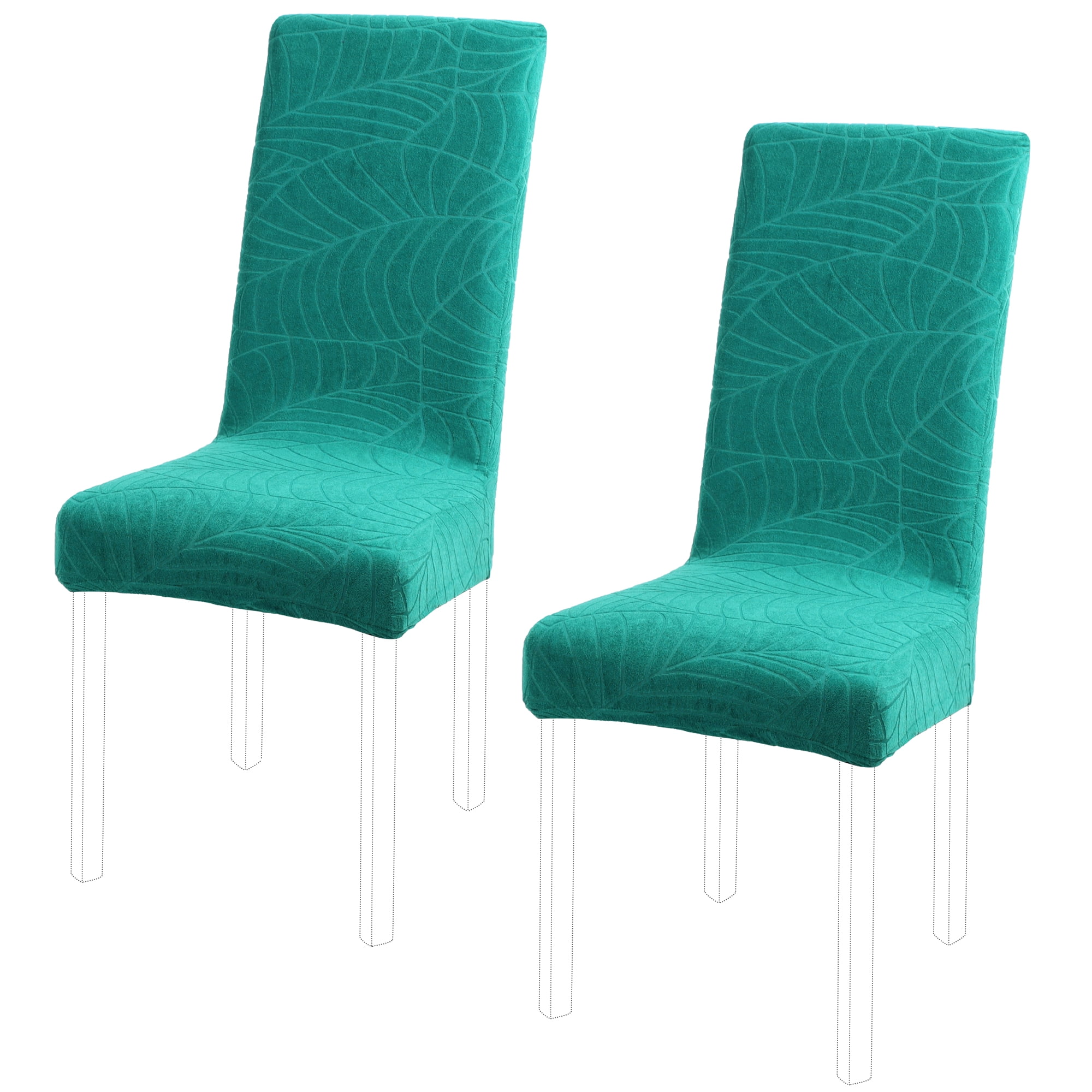 Unique Bargains Jacquard Stretch Removable Dining Room Chair Covers 2 Teal
