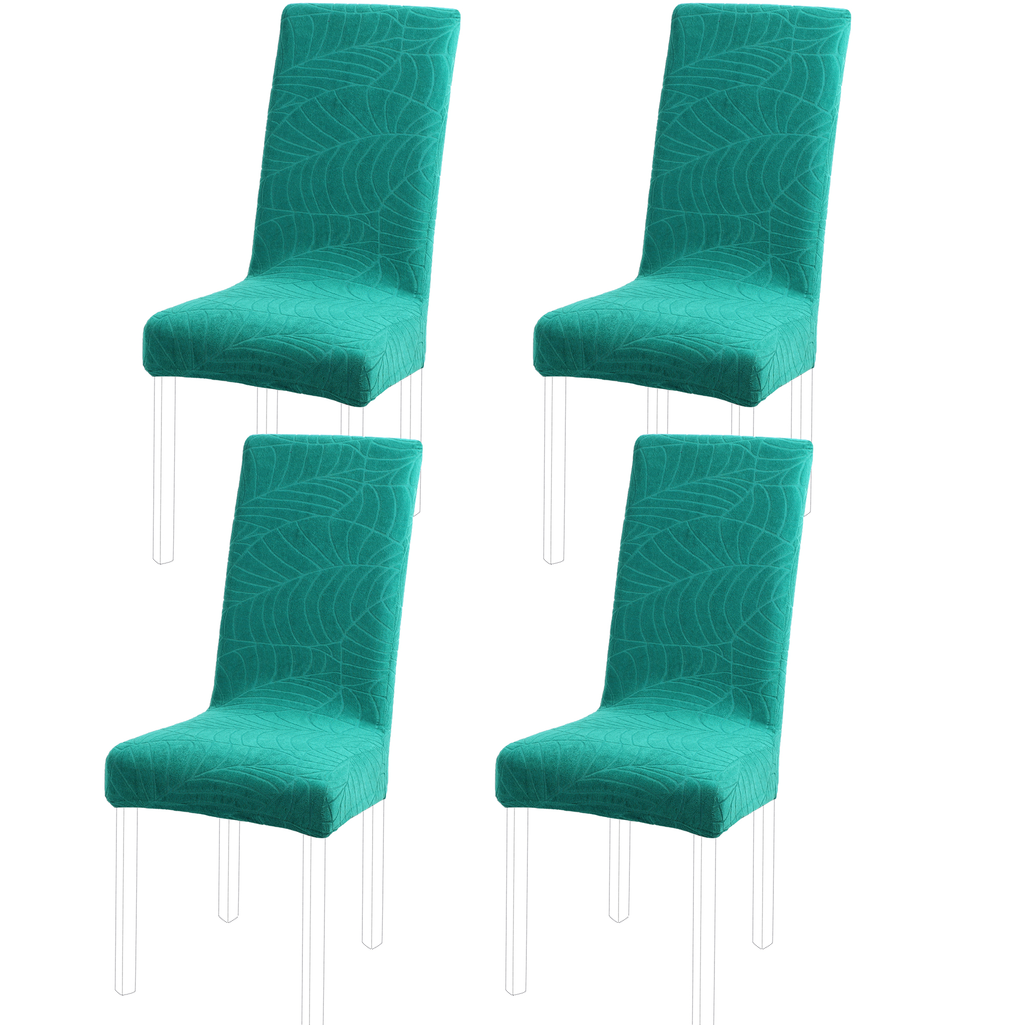 Unique Bargains Jacquard Stretch Removable Dining Room Chair Covers 4 Teal