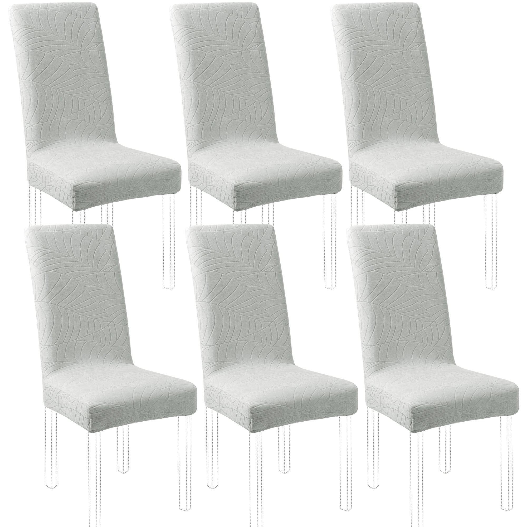Unique Bargains Jacquard Stretch Removable Dining Room Chair Covers 6 Light Gray