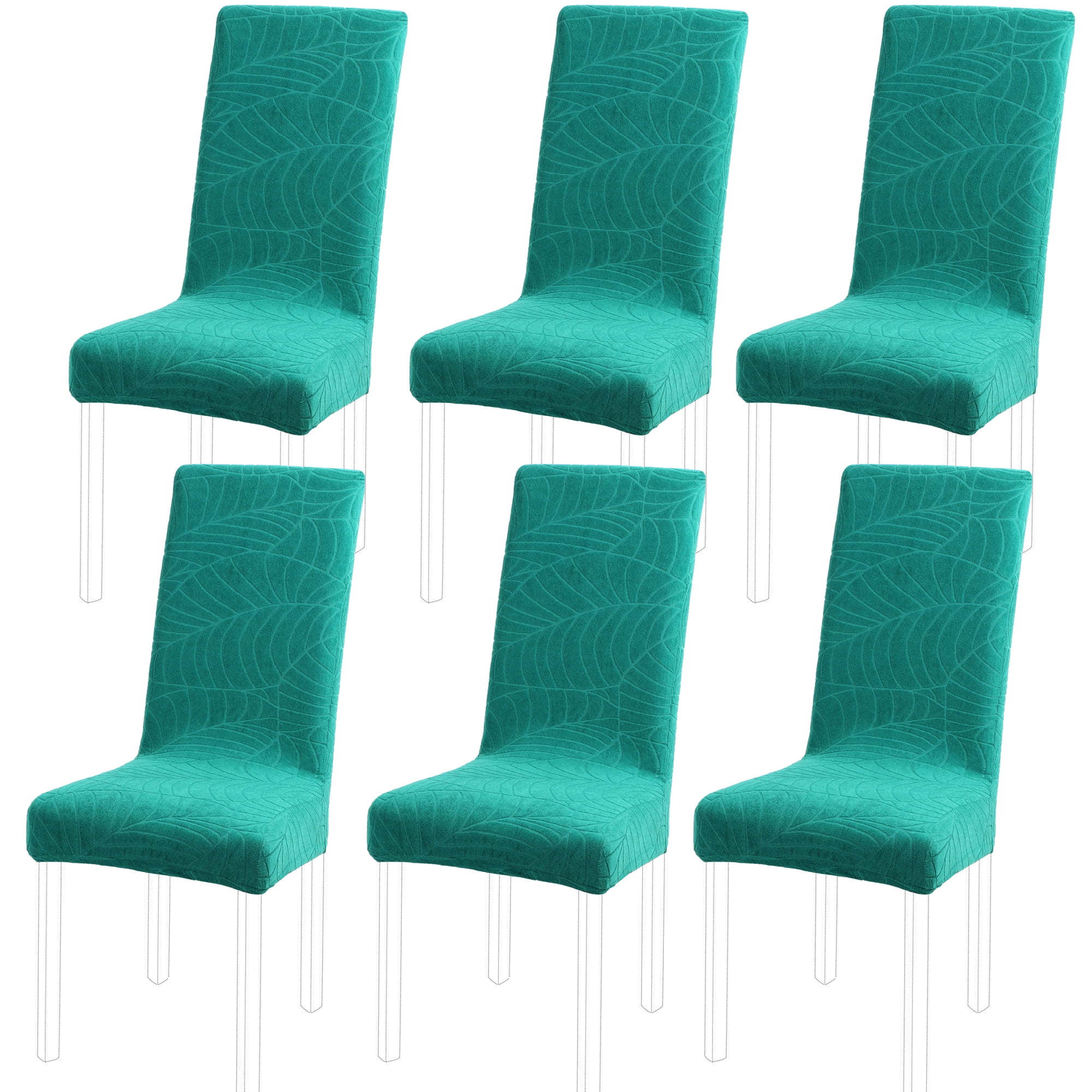 Unique Bargains Jacquard Stretch Removable Dining Room Chair Covers 6 Teal