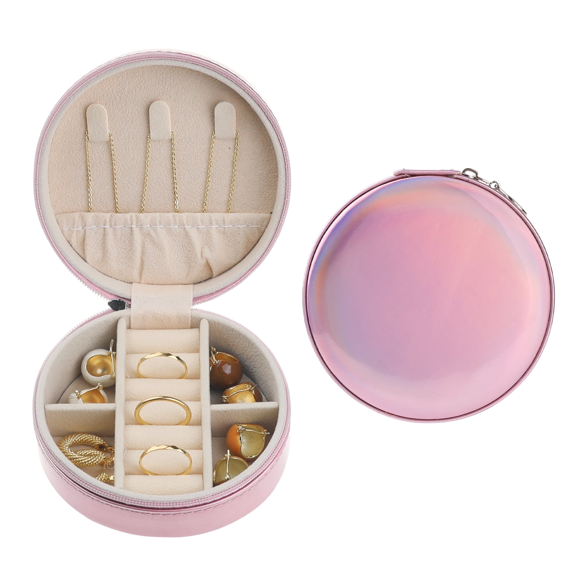 Unique Bargains Jewelry Box PU Leather Jewelry Organizer Storage Display Holder for Ring Pink
