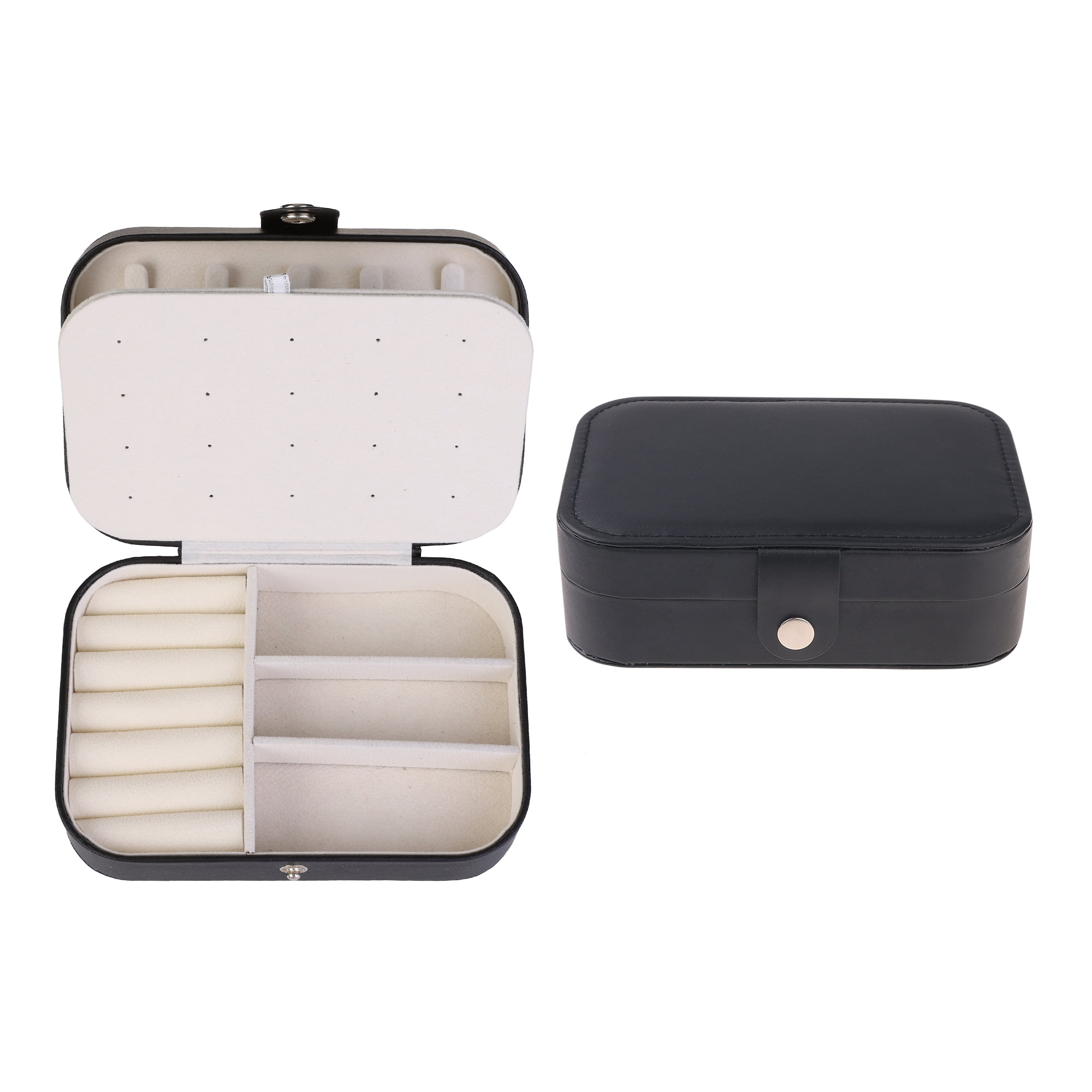 Unique Bargains Jewelry Box Small PU Leather Jewelry Organizer Case Storage Display Holder Black