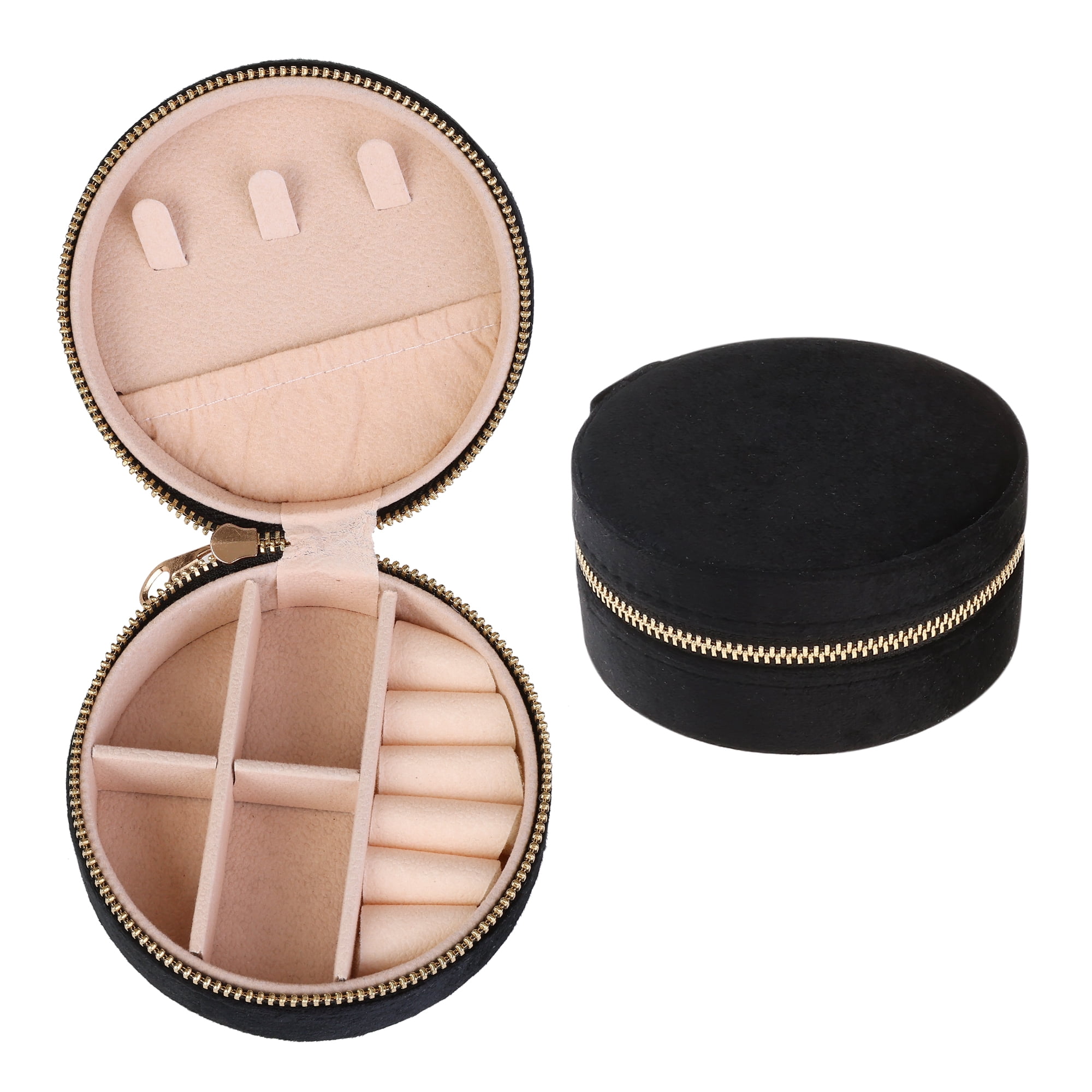 Unique Bargains Jewelry Box Small PU Leather Jewelry Organizer Case Storage Display Holder Black