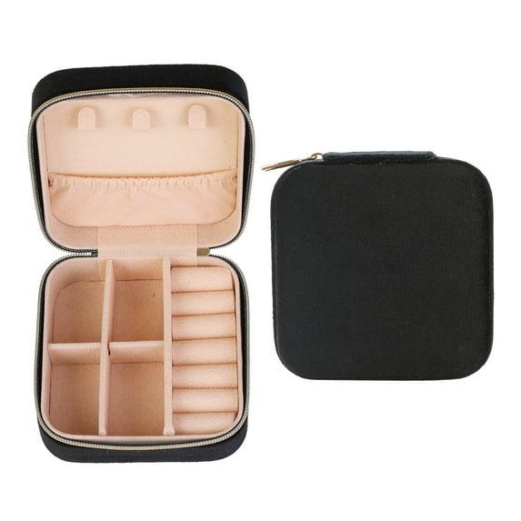 Unique Bargains Jewelry Box Small PU Leather Jewelry Organizer Case Storage Display Holder Black