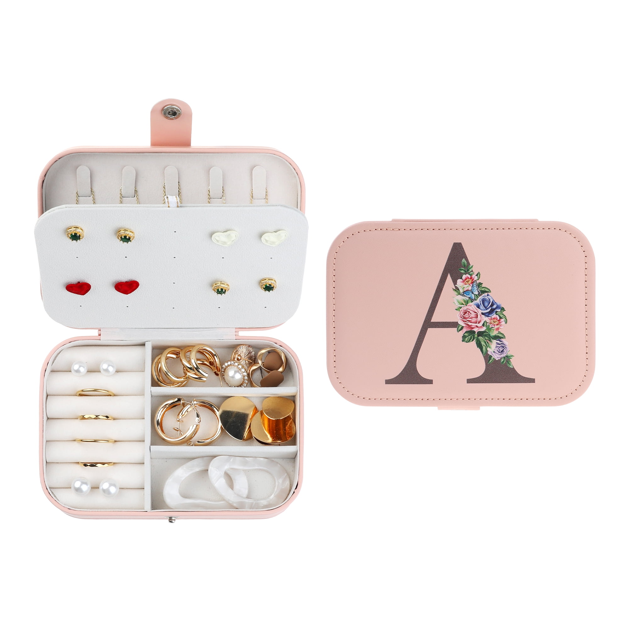 Unique Bargains Jewelry Box Small PU Leather Jewelry Organizer Case Storage Display Holder Pattern A