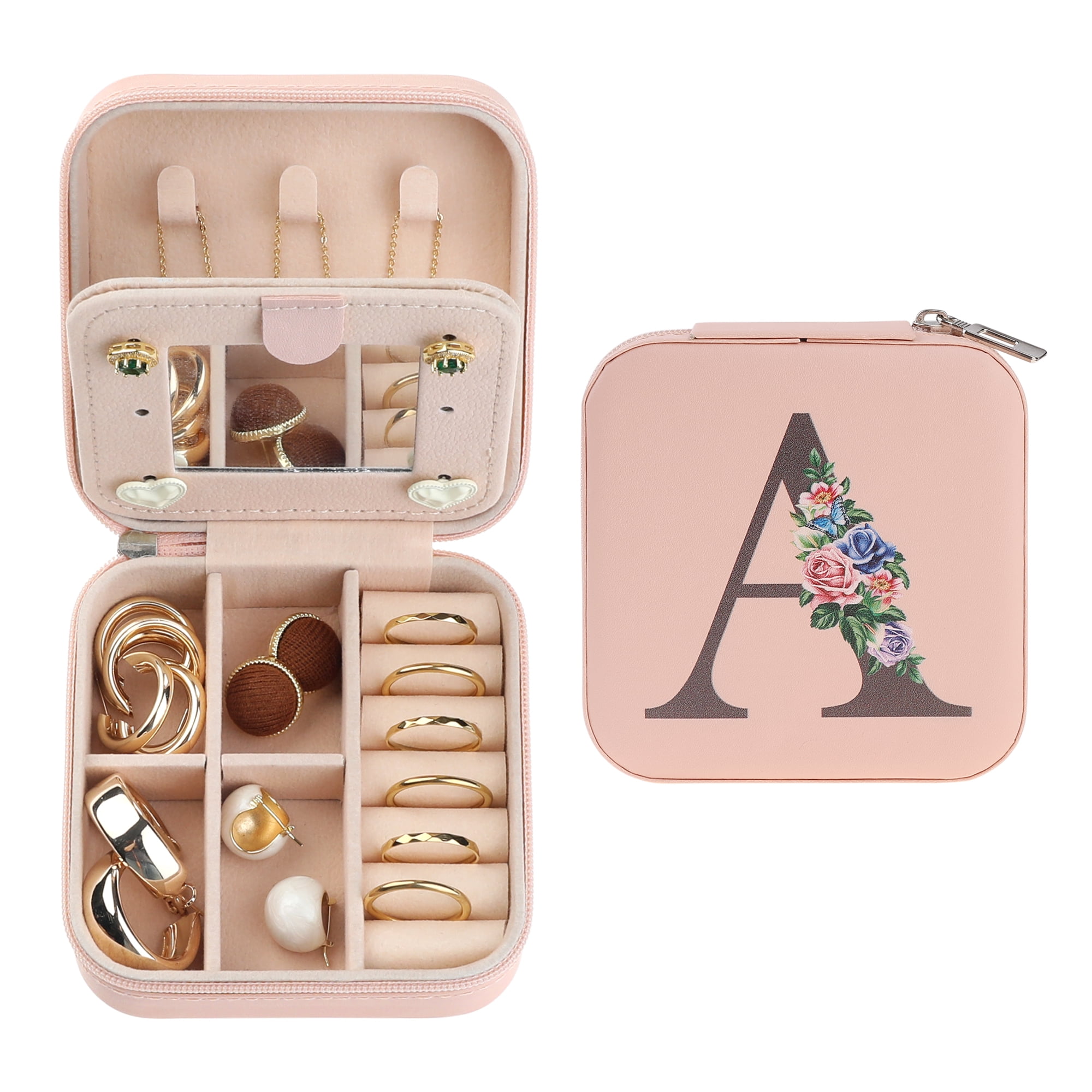 Unique Bargains Jewelry Box Small PU Leather Jewelry Organizer Case Storage Display Holder Pattern A