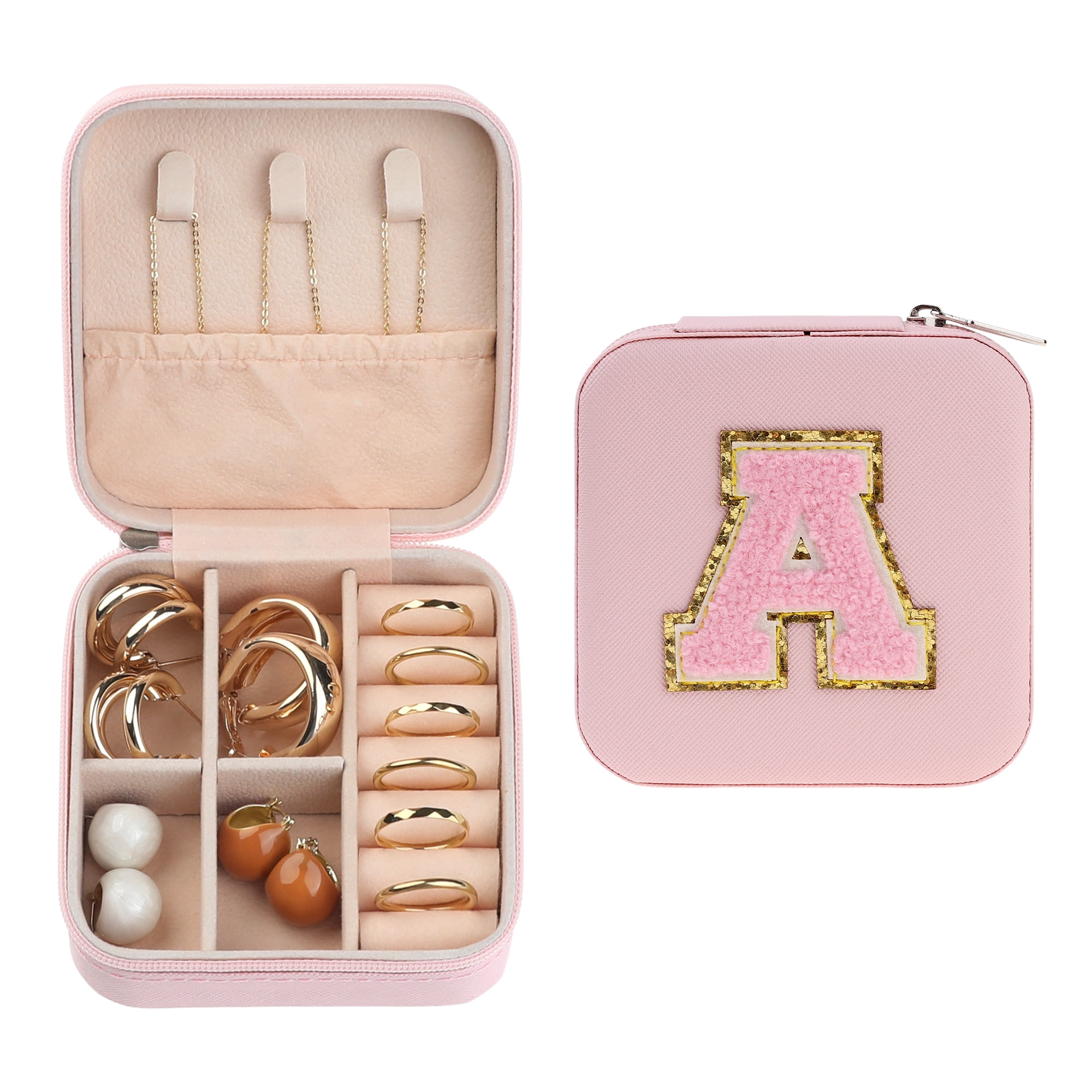 Unique Bargains Jewelry Box Small PU Leather Jewelry Organizer Case Storage Display Holder Pattern A