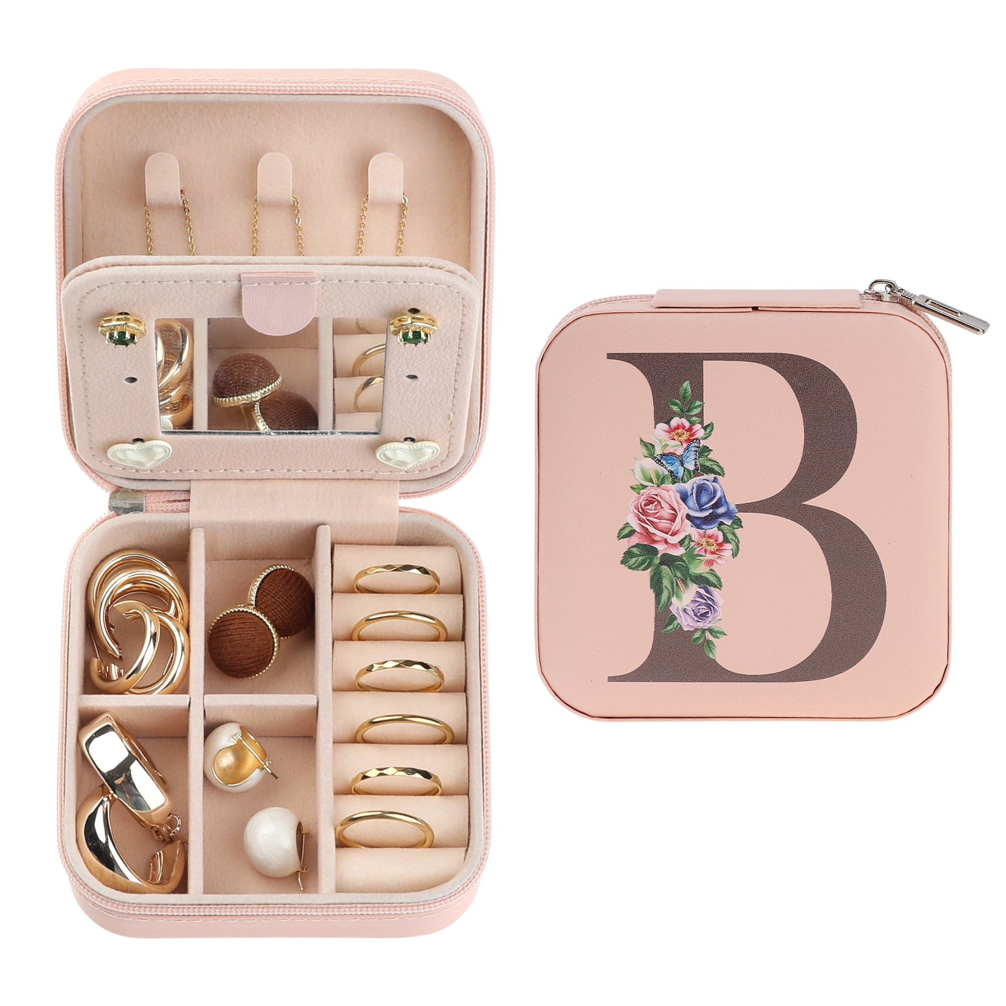 Unique Bargains Jewelry Box Small PU Leather Jewelry Organizer Case Storage Display Holder Pattern B