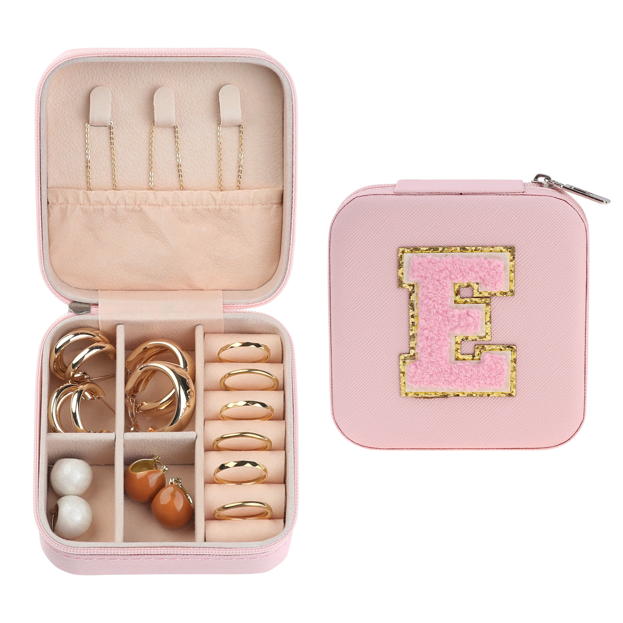 Unique Bargains Jewelry Box Small PU Leather Jewelry Organizer Case Storage Display Holder Pattern E