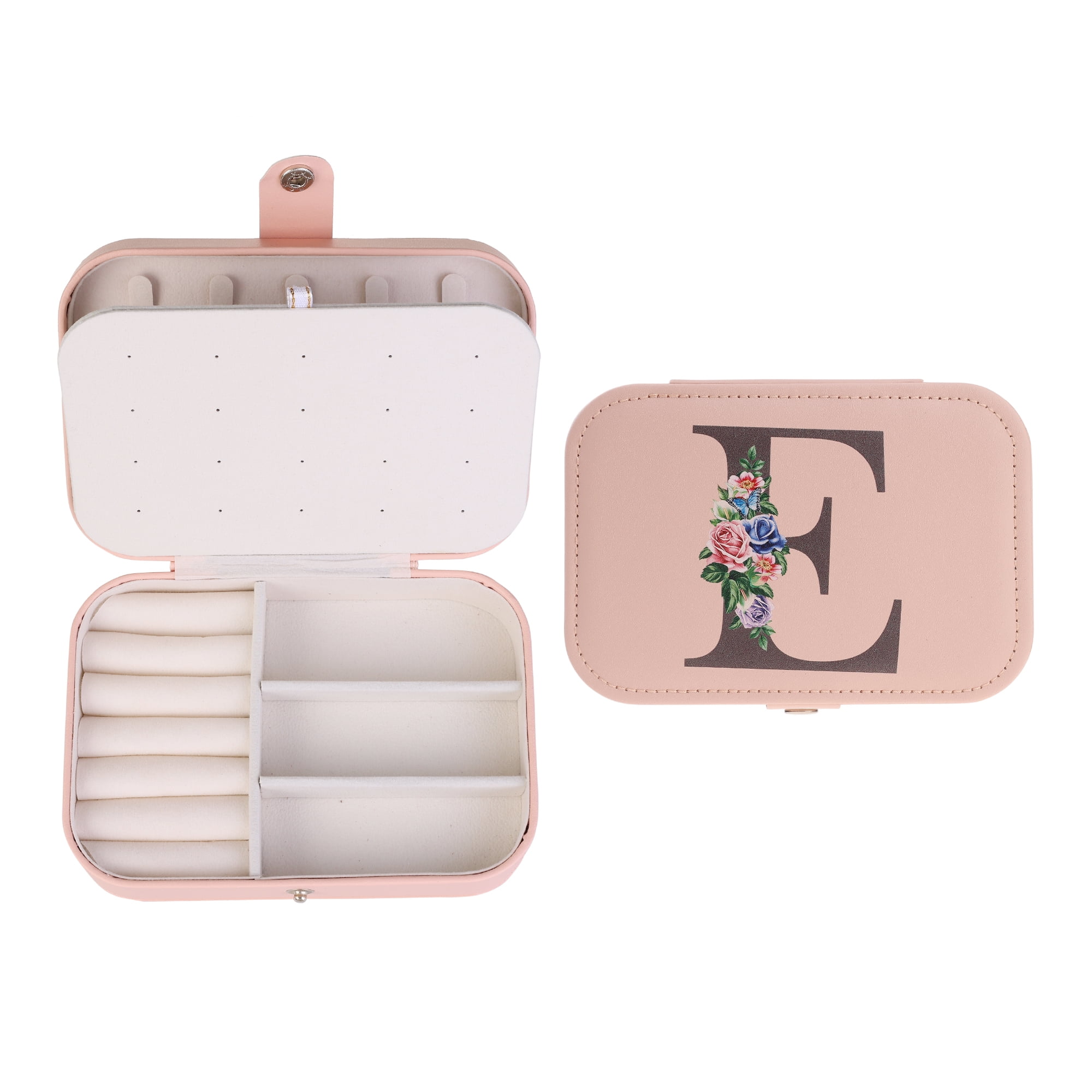 Unique Bargains Jewelry Box Small PU Leather Jewelry Organizer Case Storage Display Holder Pattern E