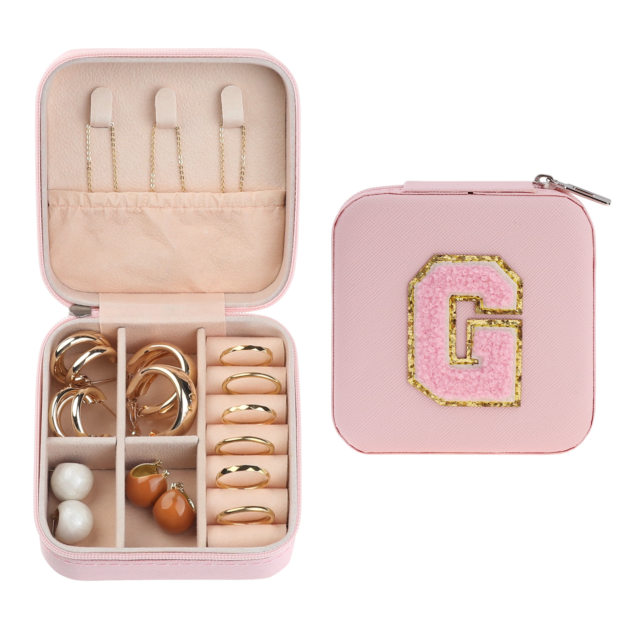 Unique Bargains Jewelry Box Small PU Leather Jewelry Organizer Case Storage Display Holder Pattern G