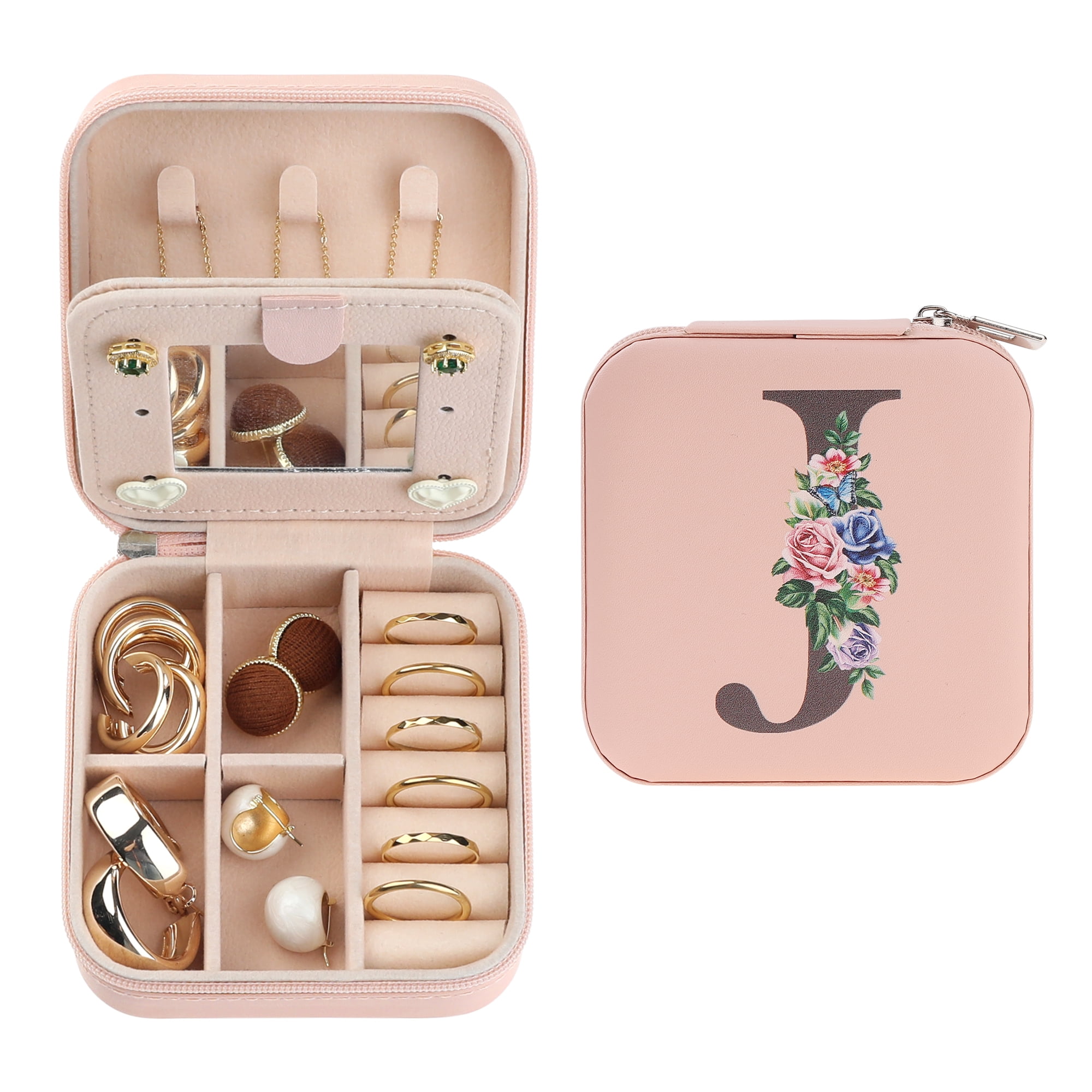 Unique Bargains Jewelry Box Small PU Leather Jewelry Organizer Case Storage Display Holder Pattern J