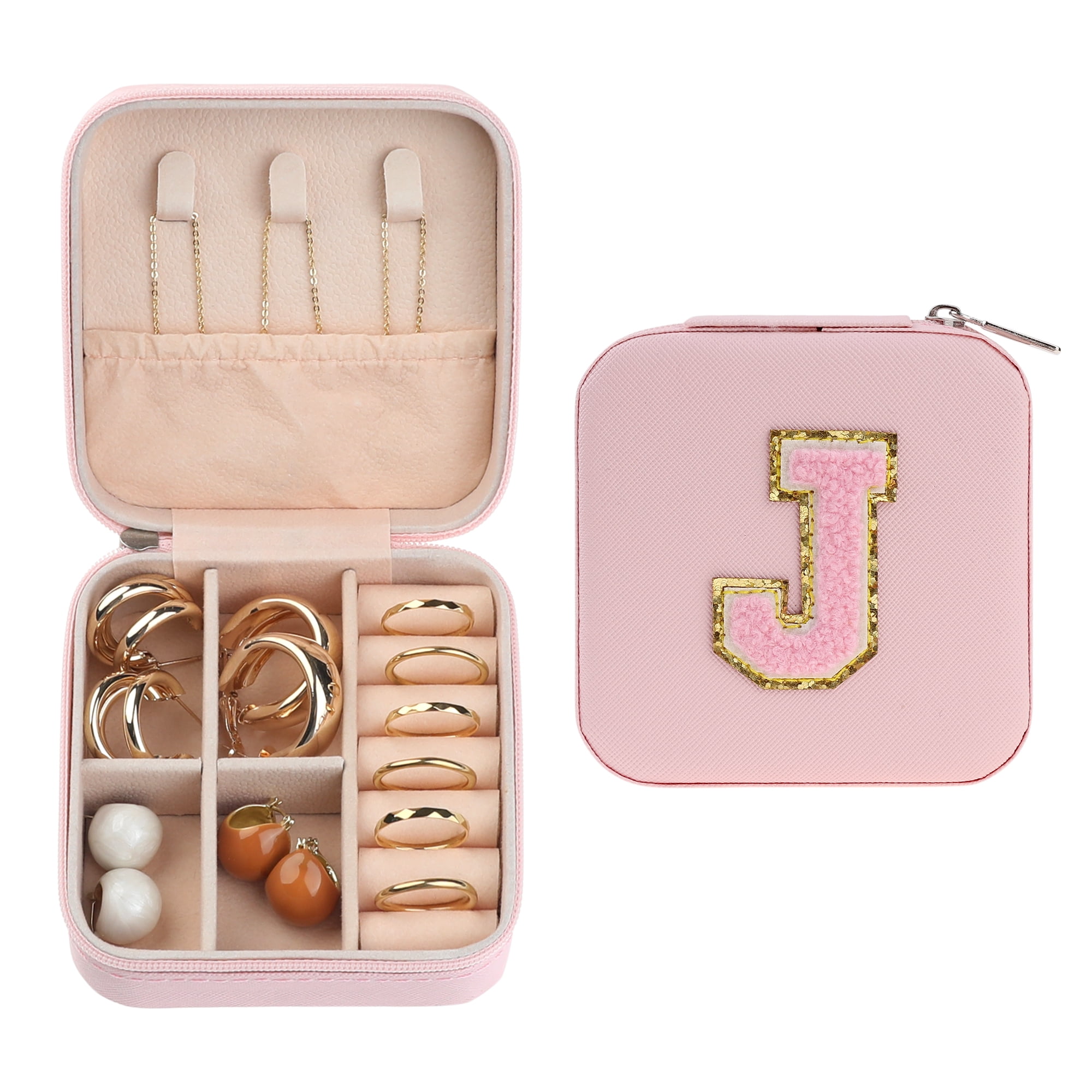 Unique Bargains Jewelry Box Small PU Leather Jewelry Organizer Case Storage Display Holder Pattern J