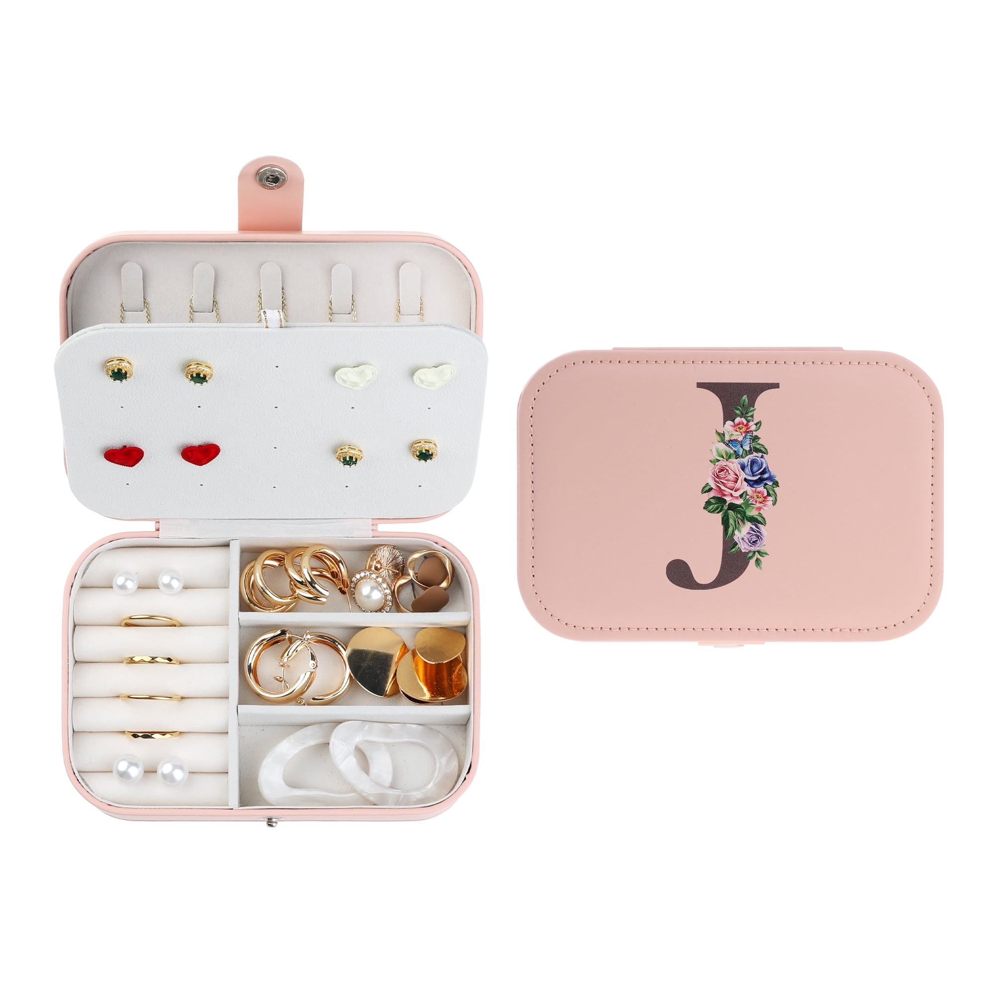 Unique Bargains Jewelry Box Small PU Leather Jewelry Organizer Case Storage Display Holder Pattern J