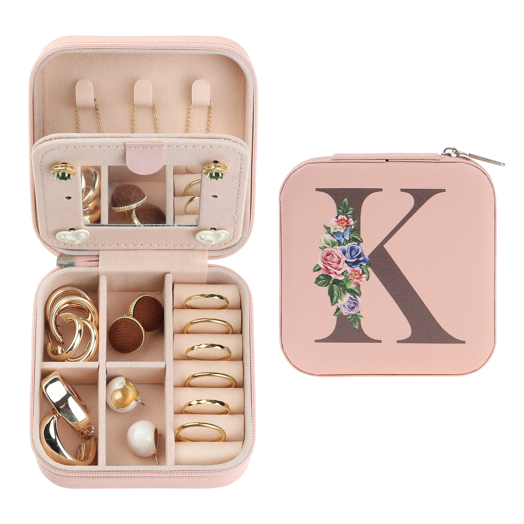 Unique Bargains Jewelry Box Small PU Leather Jewelry Organizer Case Storage Display Holder Pattern K