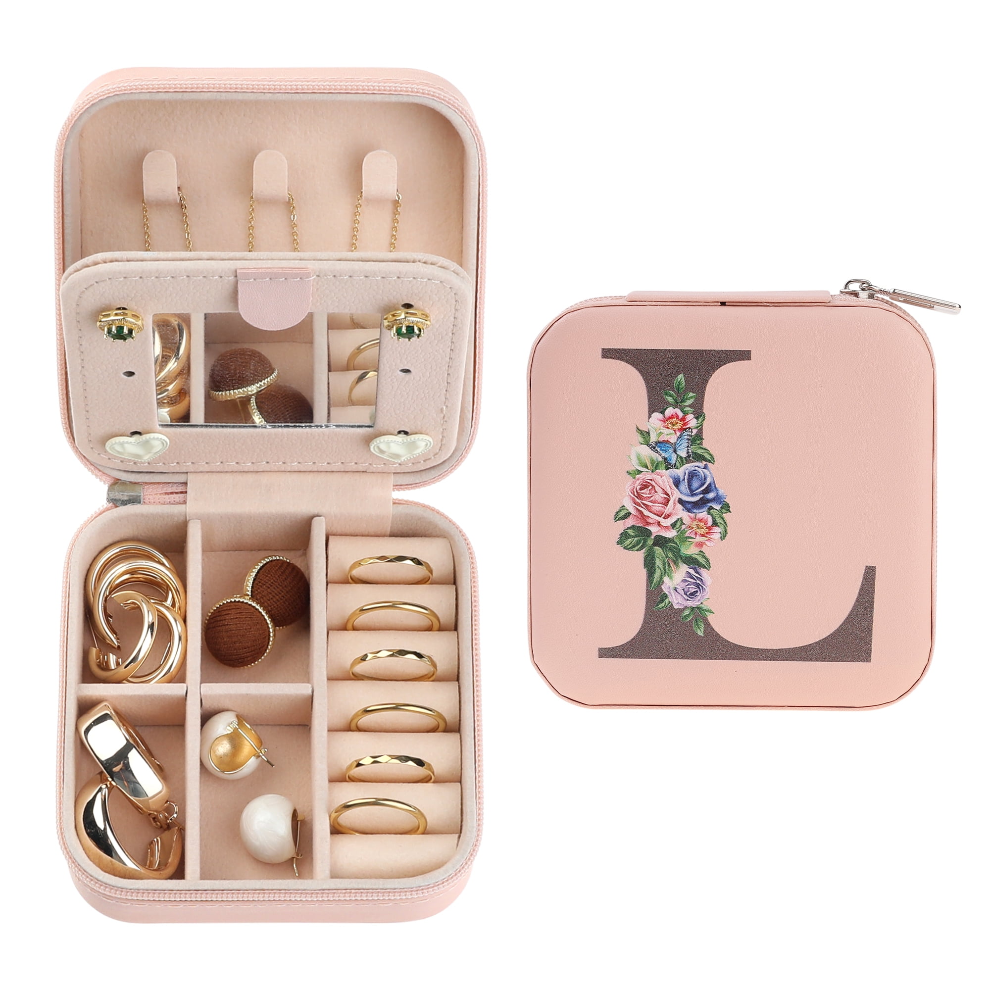 Unique Bargains Jewelry Box Small PU Leather Jewelry Organizer Case Storage Display Holder Pattern L