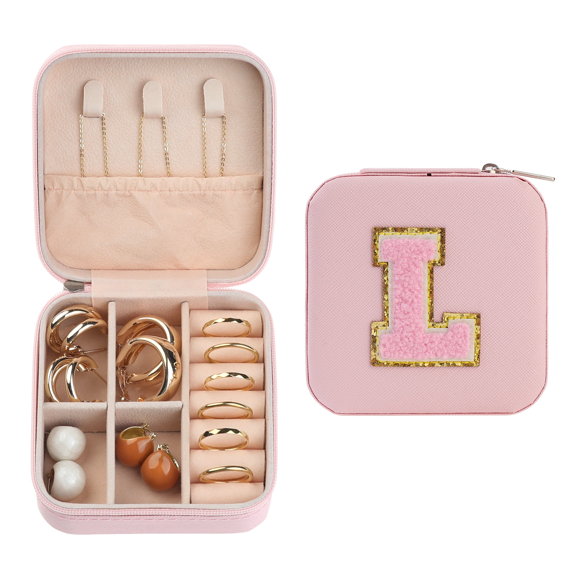 Unique Bargains Jewelry Box Small PU Leather Jewelry Organizer Case Storage Display Holder Pattern L