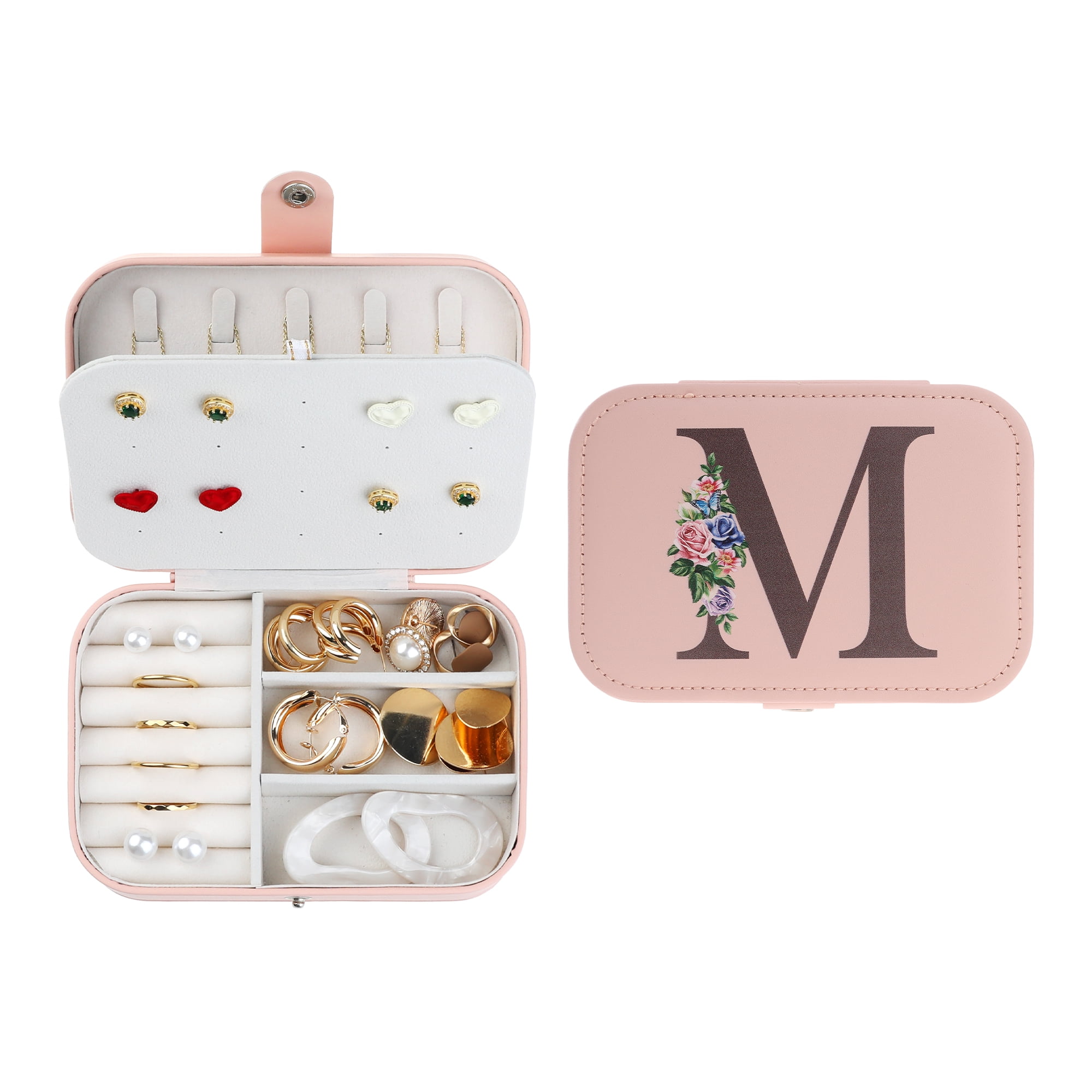 Unique Bargains Jewelry Box Small PU Leather Jewelry Organizer Case Storage Display Holder Pattern M