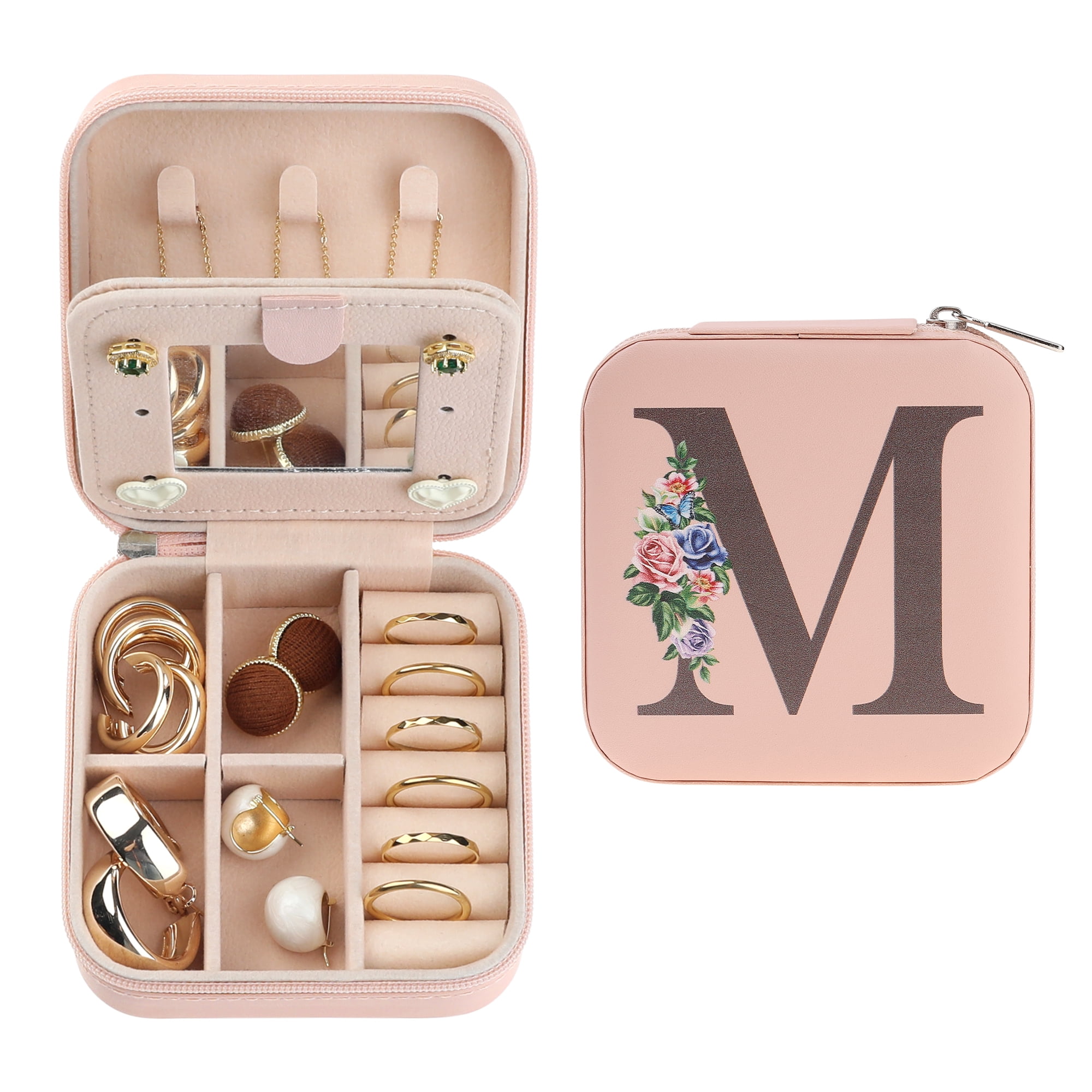 Unique Bargains Jewelry Box Small PU Leather Jewelry Organizer Case Storage Display Holder Pattern M