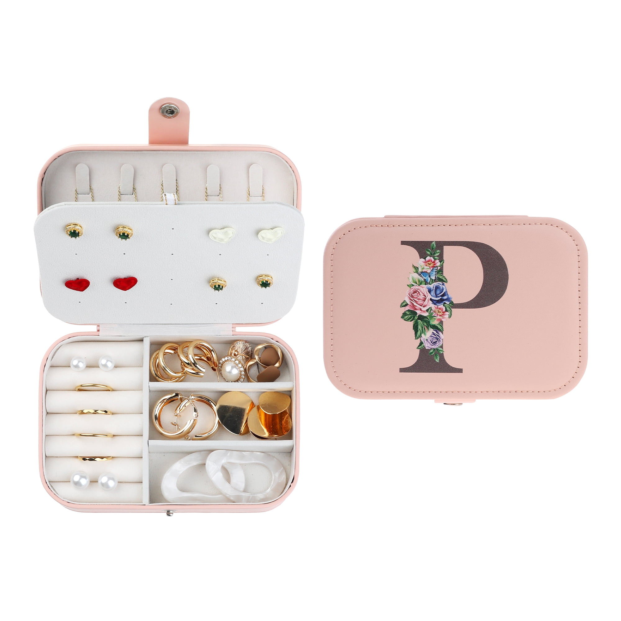 Unique Bargains Jewelry Box Small PU Leather Jewelry Organizer Case Storage Display Holder Pattern P