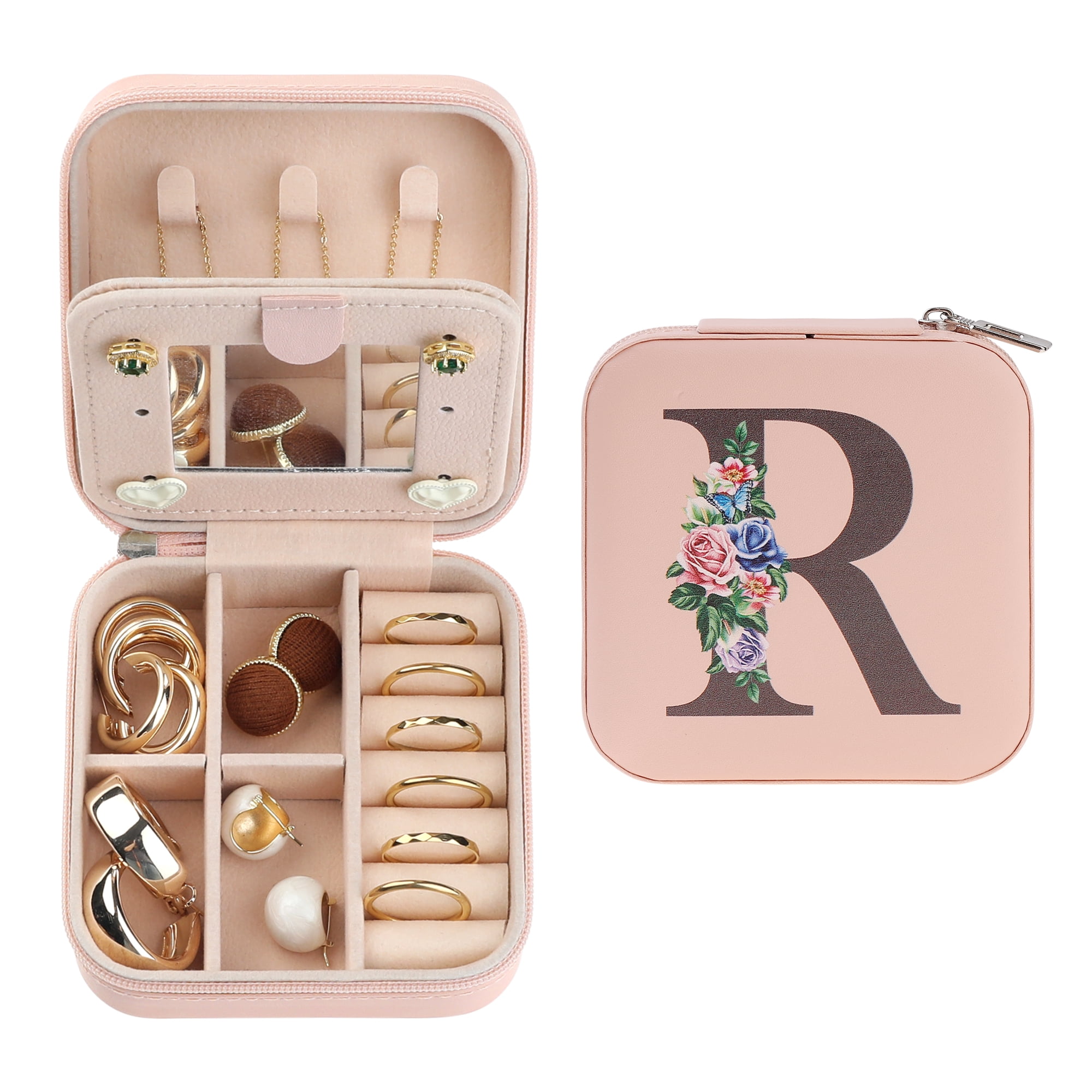 Unique Bargains Jewelry Box Small PU Leather Jewelry Organizer Case Storage Display Holder Pattern R