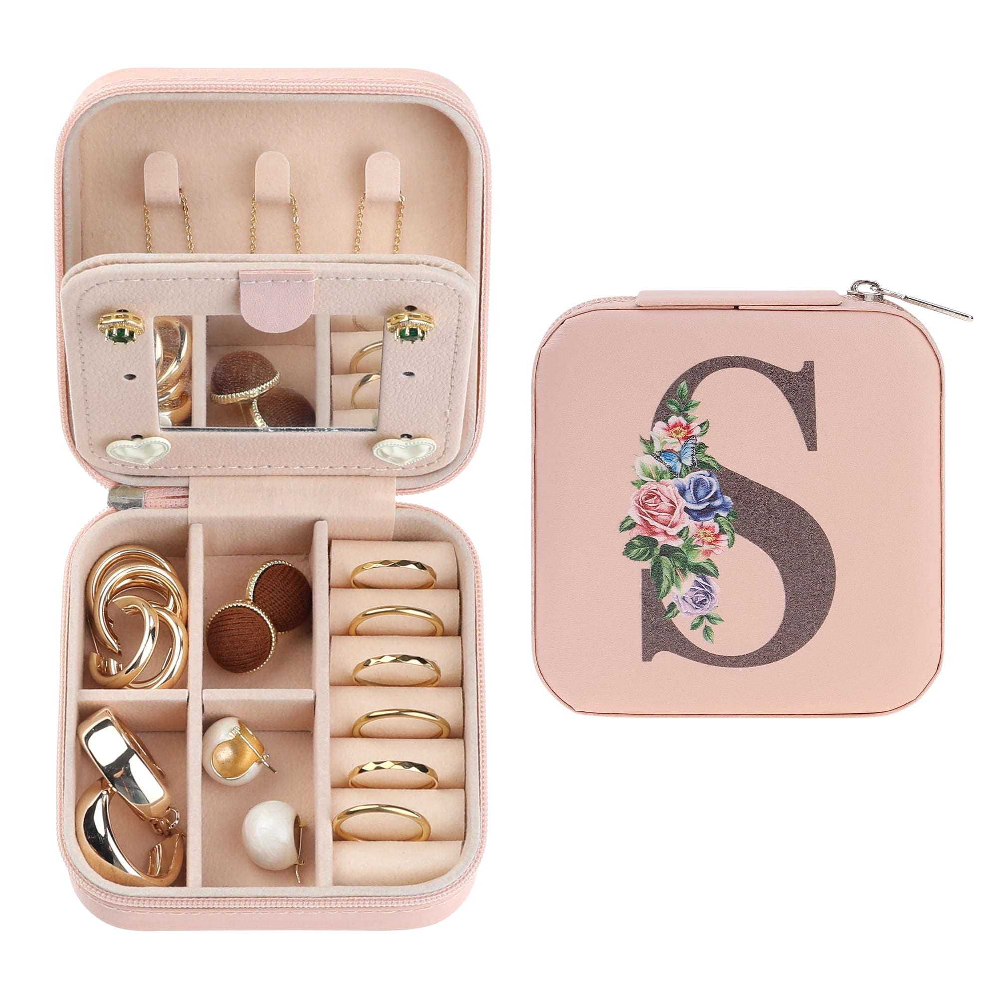 Unique Bargains Jewelry Box Small PU Leather Jewelry Organizer Case Storage Display Holder Pattern S