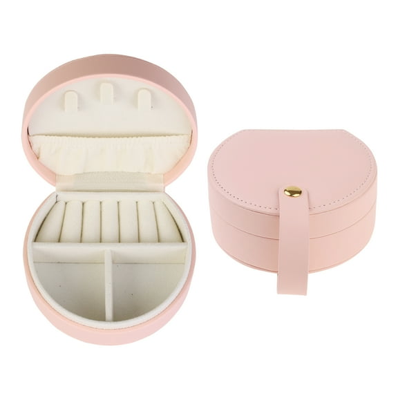 Unique Bargains Jewelry Box Small PU Leather Jewelry Organizer Case Storage Display Holder Pink