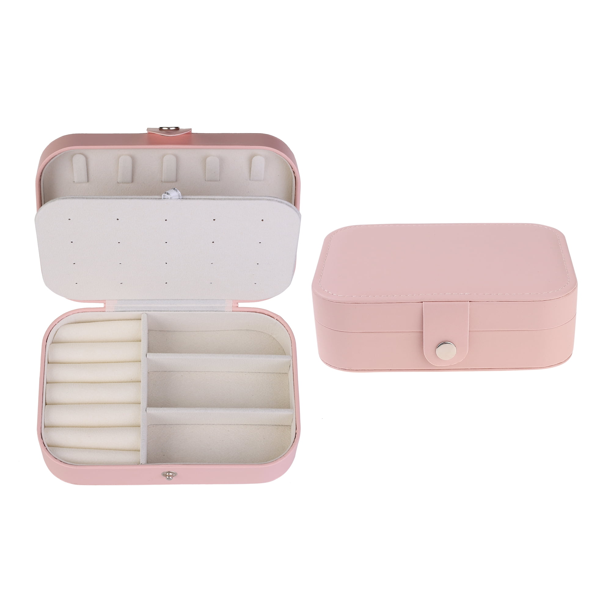 Unique Bargains Jewelry Box Small PU Leather Jewelry Organizer Case Storage Display Holder Pink