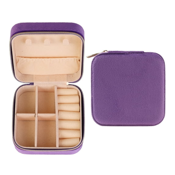 Unique Bargains Jewelry Box Small PU Leather Jewelry Organizer Case Storage Display Holder Purple
