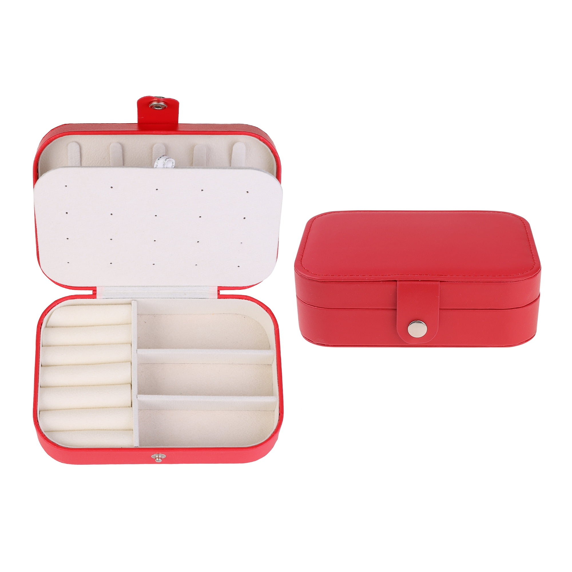 Unique Bargains Jewelry Box Small PU Leather Jewelry Organizer Case Storage Display Holder Red