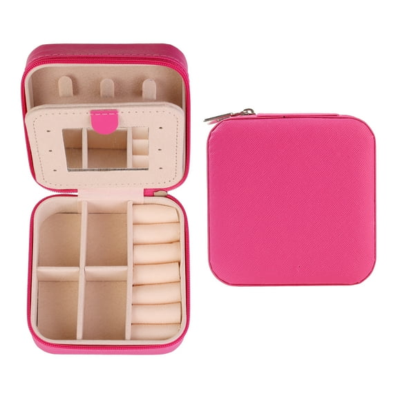 Unique Bargains Jewelry Box Small PU Leather Jewelry Organizer Case Storage Display Holder Rose