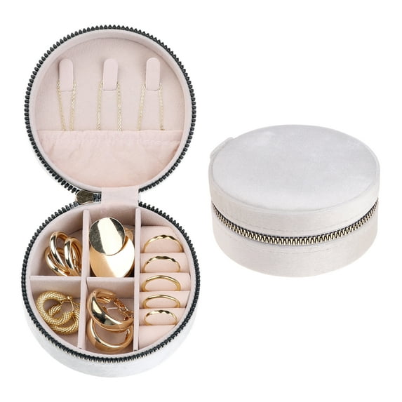 Unique Bargains Jewelry Box Small PU Leather Jewelry Organizer Case Storage Display Holder White