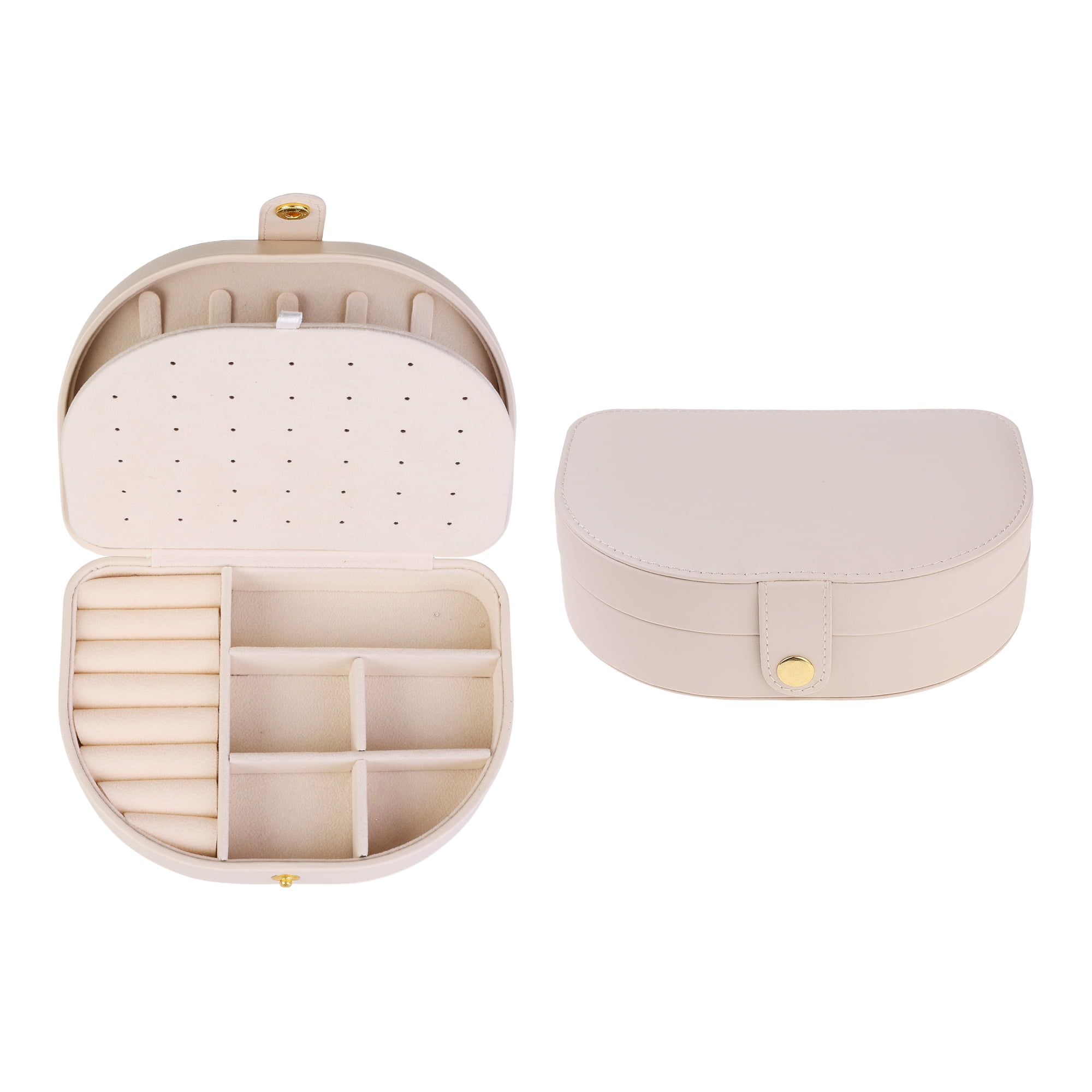 Seorsok Personalized Travel Jewelry Box - PU Leather Case With Mirror, Monogram Initial Gift For Women