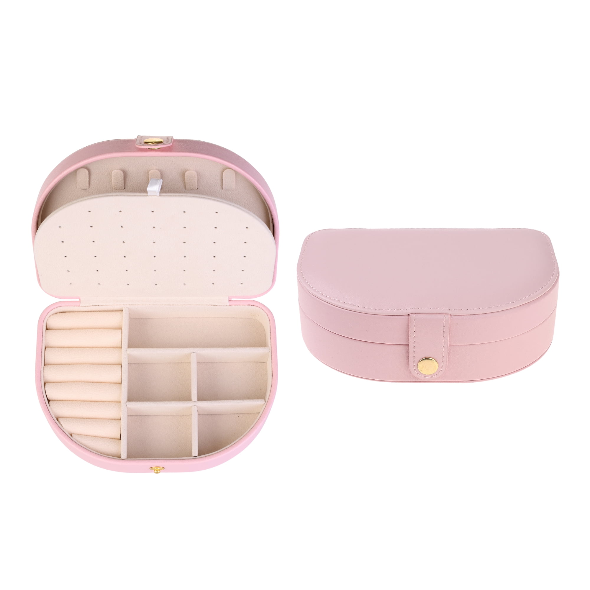 Unique Bargains Jewelry Box Small Portable PU Leather Seashell-Shaped Jewelry Case Pink