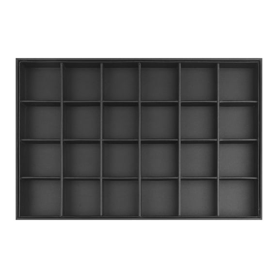 Unique Bargains Jewelry Organizer Trays with Removable Dividers for Drawers Storage Black-24 Grid Tray