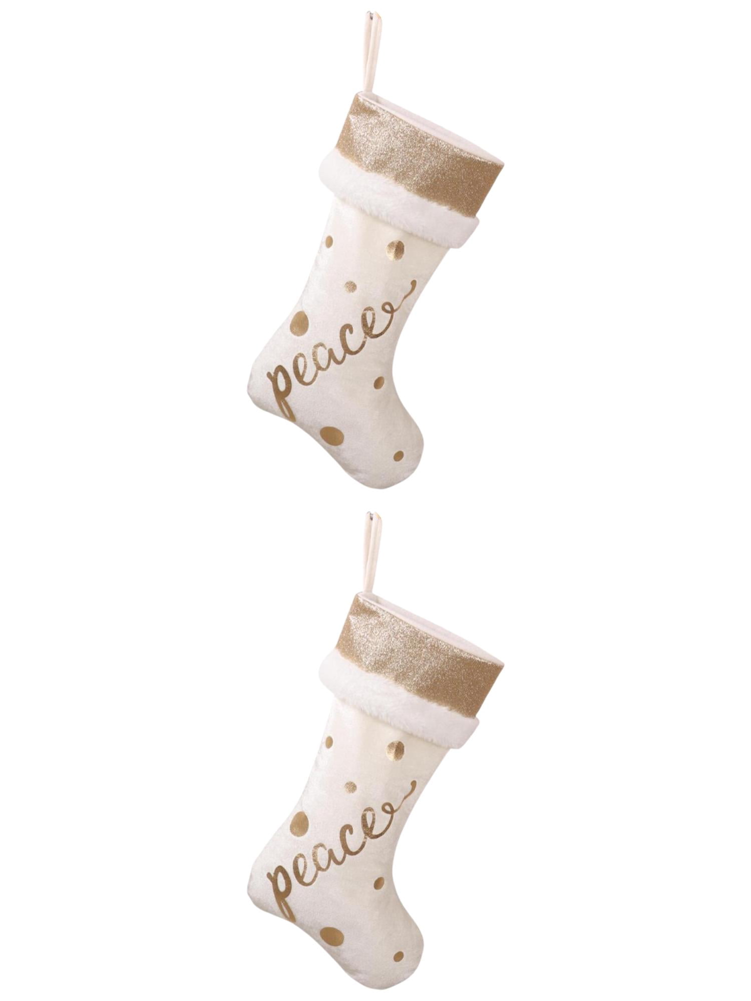 Unique Bargains Joy Shabby Chic Stocking Double Layer Polka Dots Velvet ...