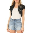 thumbnail image 1 of Unique Bargains Junior's Elegant Short Sleeve Sheer Floral Lace Shrug Top, 1 of 6