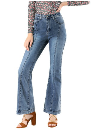 Ripped Flare Jeans for Women Washed High Waisted Stretch Bell