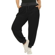 UNIQUE BARGAINS Juniors' Plus Size Drawstring Waist Contrast Color Jogger Pants